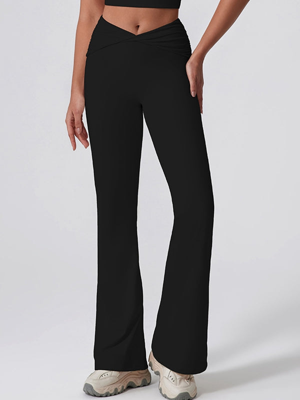 ZASUWA High Waisted Yoga Leggings for Women - Tummy Control Workout Pants with Twist Flare Design, Perfect for Gym, Running & Casual Wear