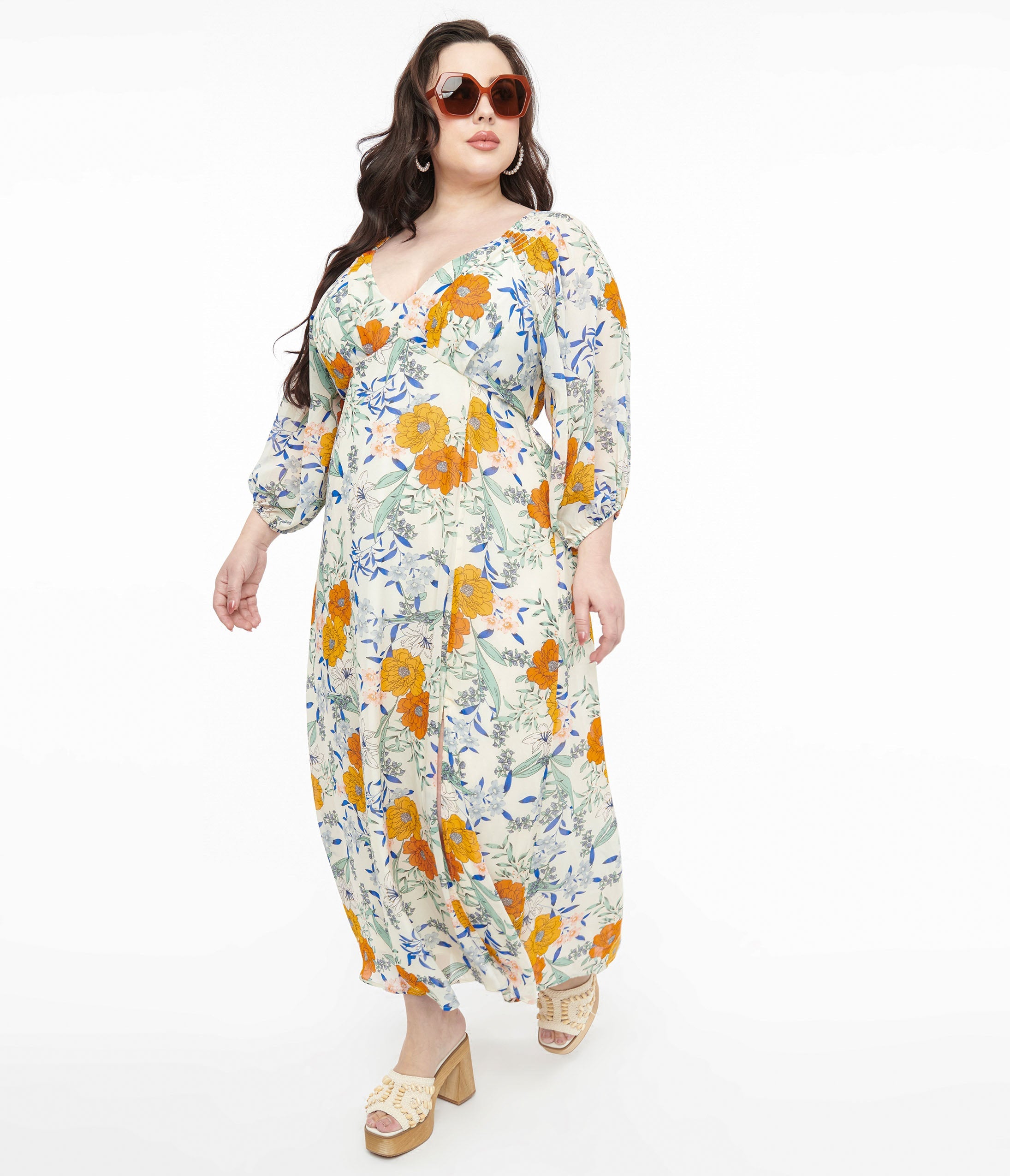 Ivory & Multicolor Floral Maxi Dress for Women - Elegant Long Summer Dress with Floral Print - Perfect for Beach, Wedding & Vacation Outfits