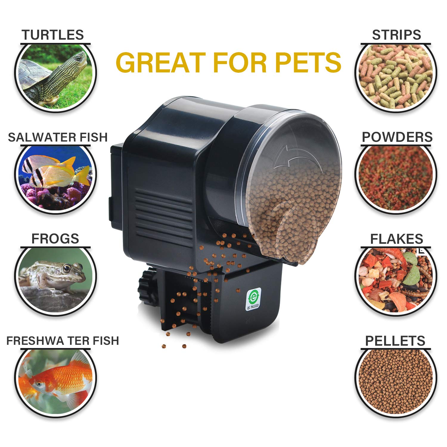 **Automatic Fish Feeder for Aquarium - Lychee AF-2003 Timer Fish Food Dispenser for Vacation & Holiday Use - Perfect for Freshwater & Saltwater Tanks**    *(Use Case: Ideal for busy pet owners, travelers, or holiday periods to ensure your fish are fed on time.)*