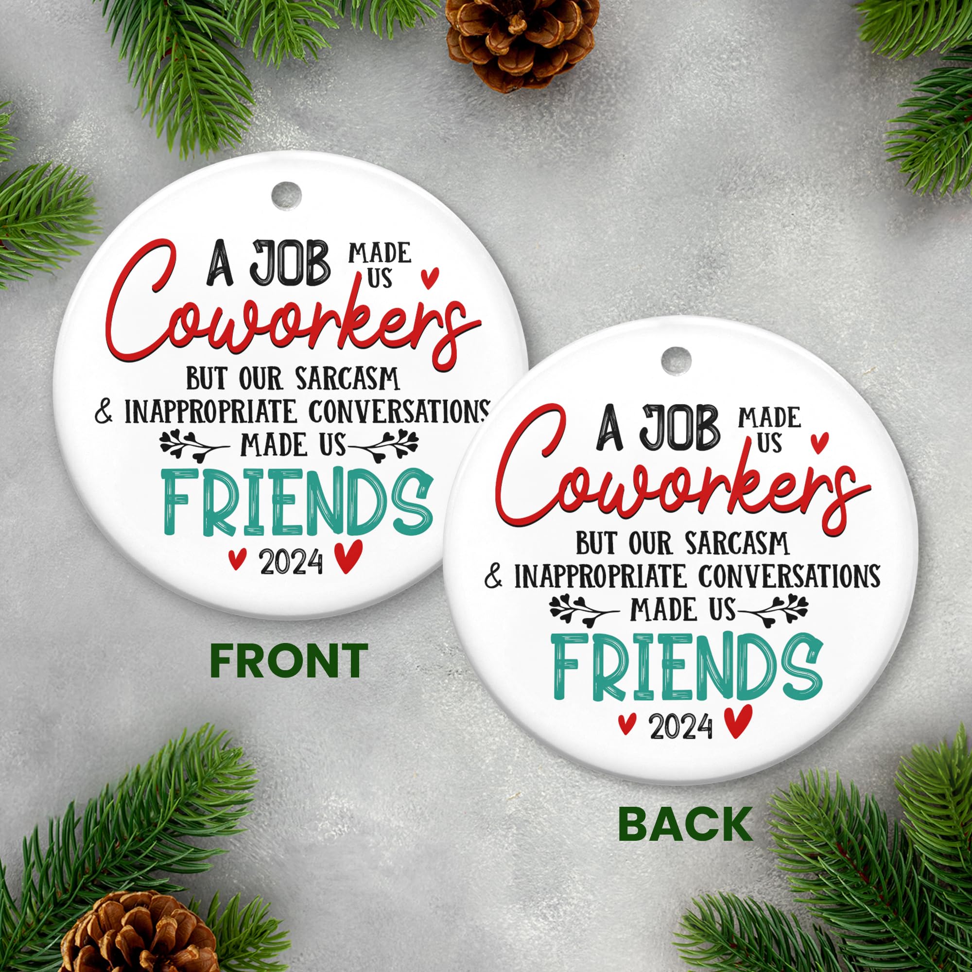 Best Coworker Gifts for Women - 2024 Christmas Ornaments & Birthday Presents for Friends - Ceramic Holiday Decorations for Office, Friendship & Appreciation - Perfect for Christmas Trees, Office Parties & Gift Exchanges