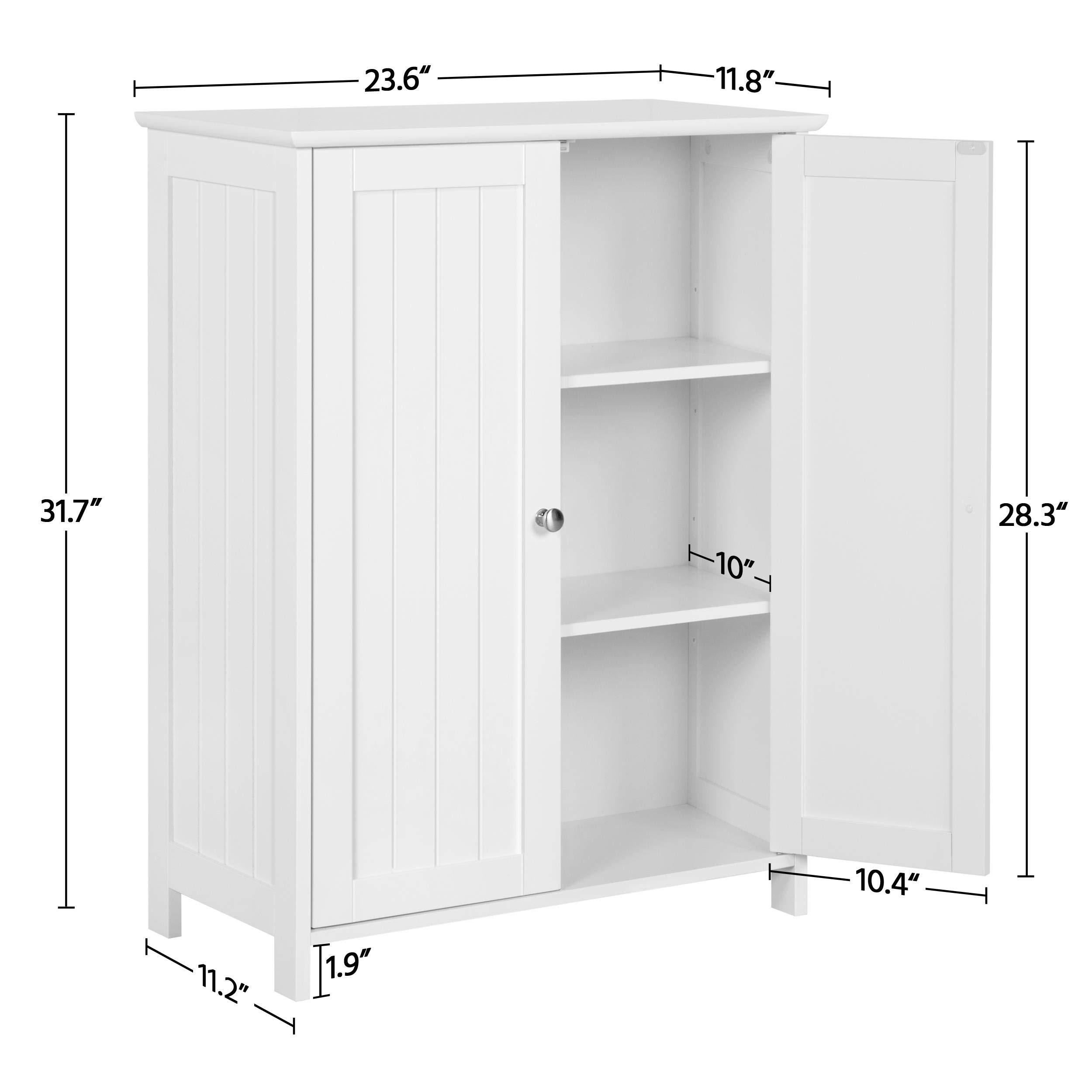 Topeakmart White Bathroom Floor Cabinet with Double Doors - Free Standing Storage Cabinet with Adjustable Shelves & Anti-Tipping Design | Perfect for Bathroom Organization, Small Space Storage & Home Decor
