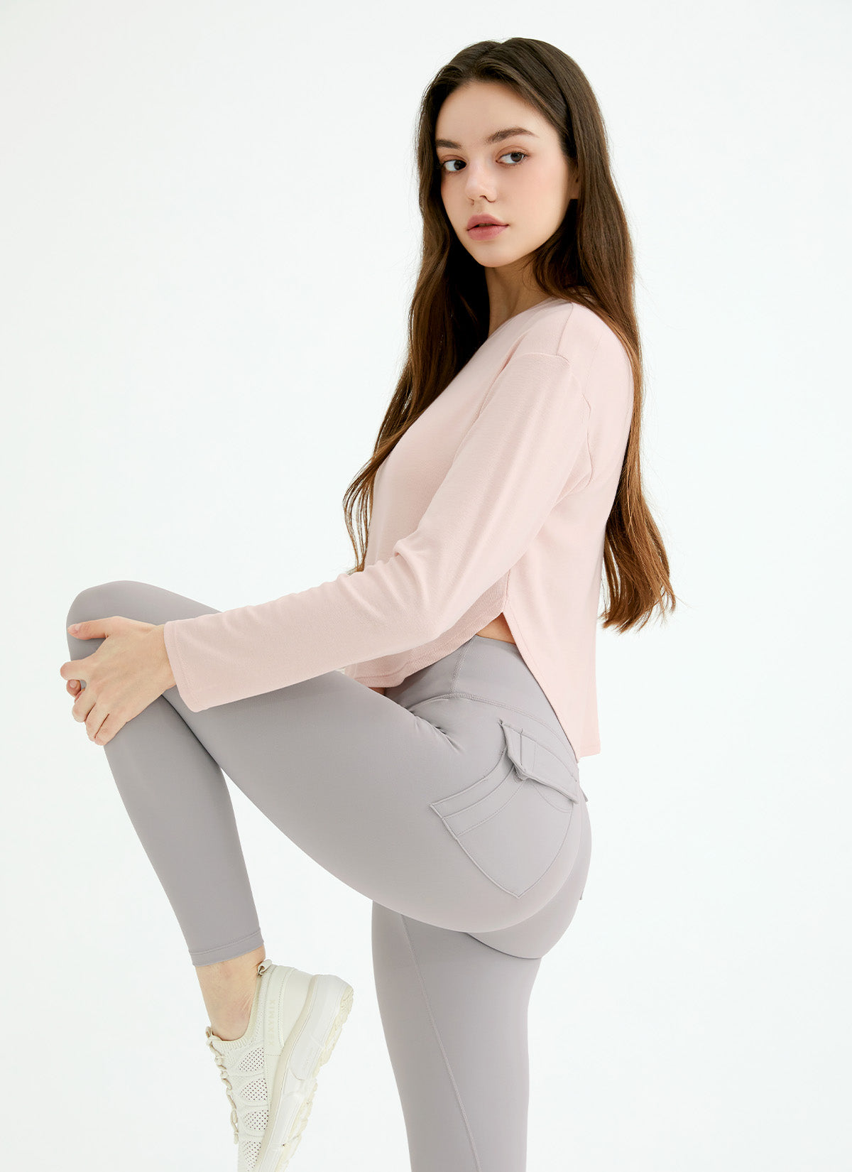 Women's Easy Round Crop Long Sleeve Tops - Casual Stretch Knit Shirt for Layering, Workout & Everyday Wear | Perfect for Yoga, Running, Office & Street Style Outfits
