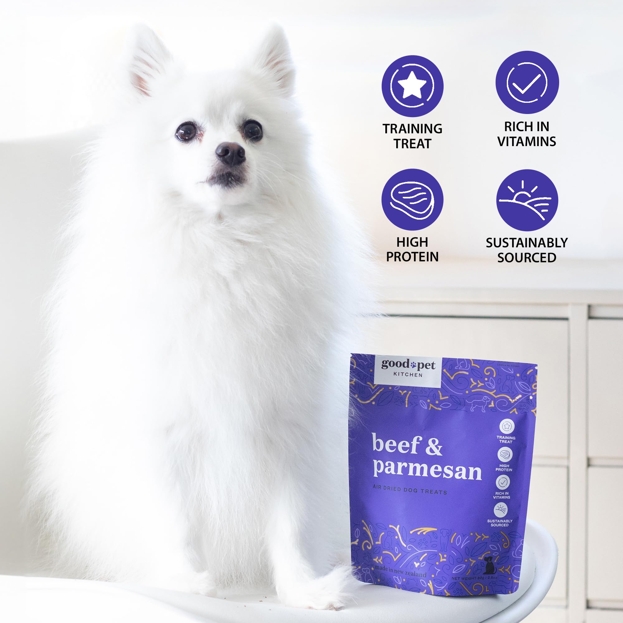 Natural Air-Dried Dog Treats - Grain Free Beef & Parmesan (2.8oz) for Training & Snacks