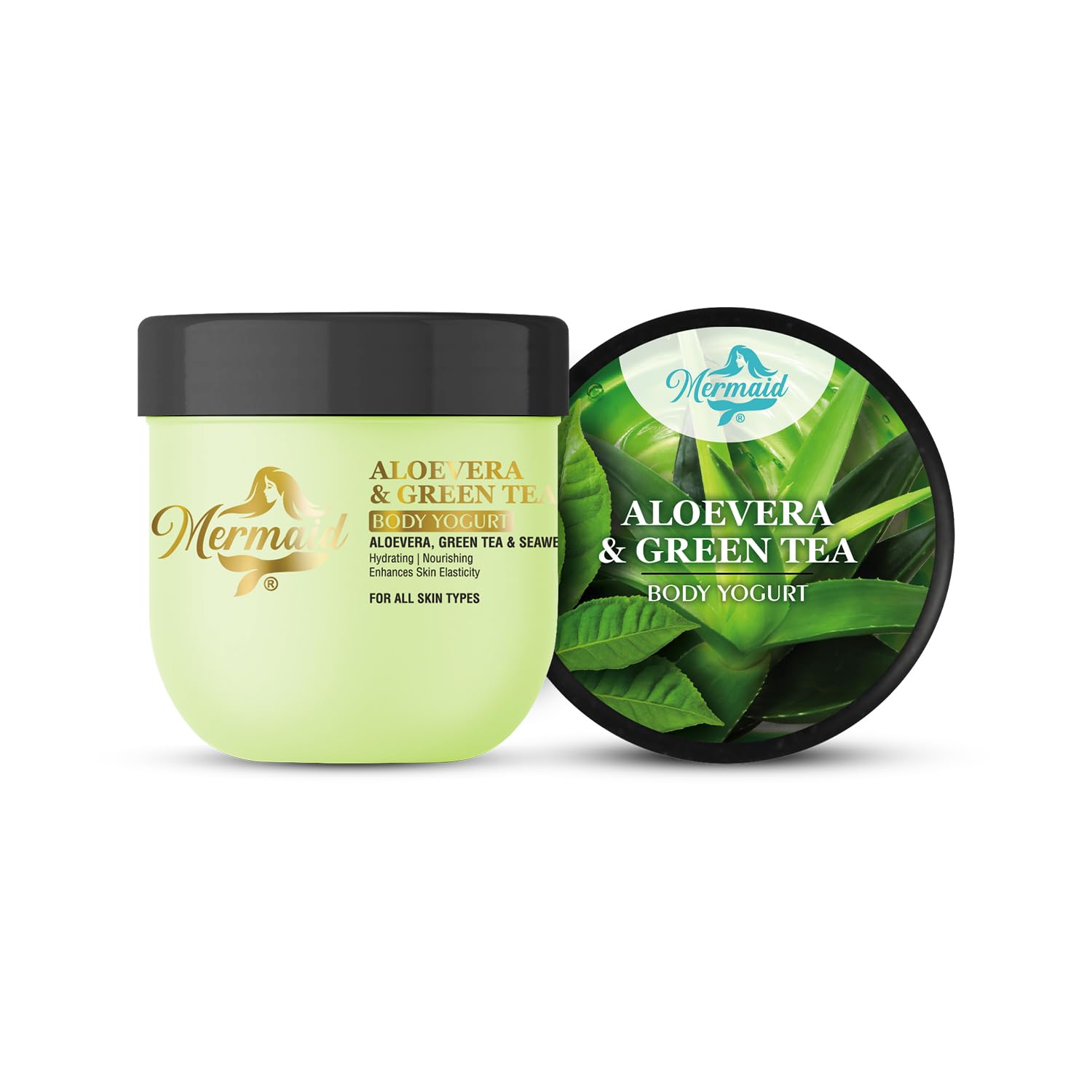 Organic Aloe Vera & Green Tea Body Yogurt for Hydration & Glow - Perfect for Dry Skin Care & Post-Sun Soothing