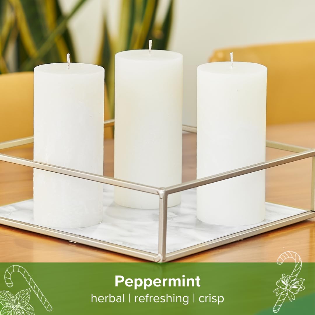 Simply Soson Peppermint Scented Candles - Set of 3 Ivory Pillar Candles (3x6 inches) | Aromatherapy Gifts for Women, Home Fragrance & Relaxation | Perfect for Living Room, Bedroom, Spa & Meditation Spaces