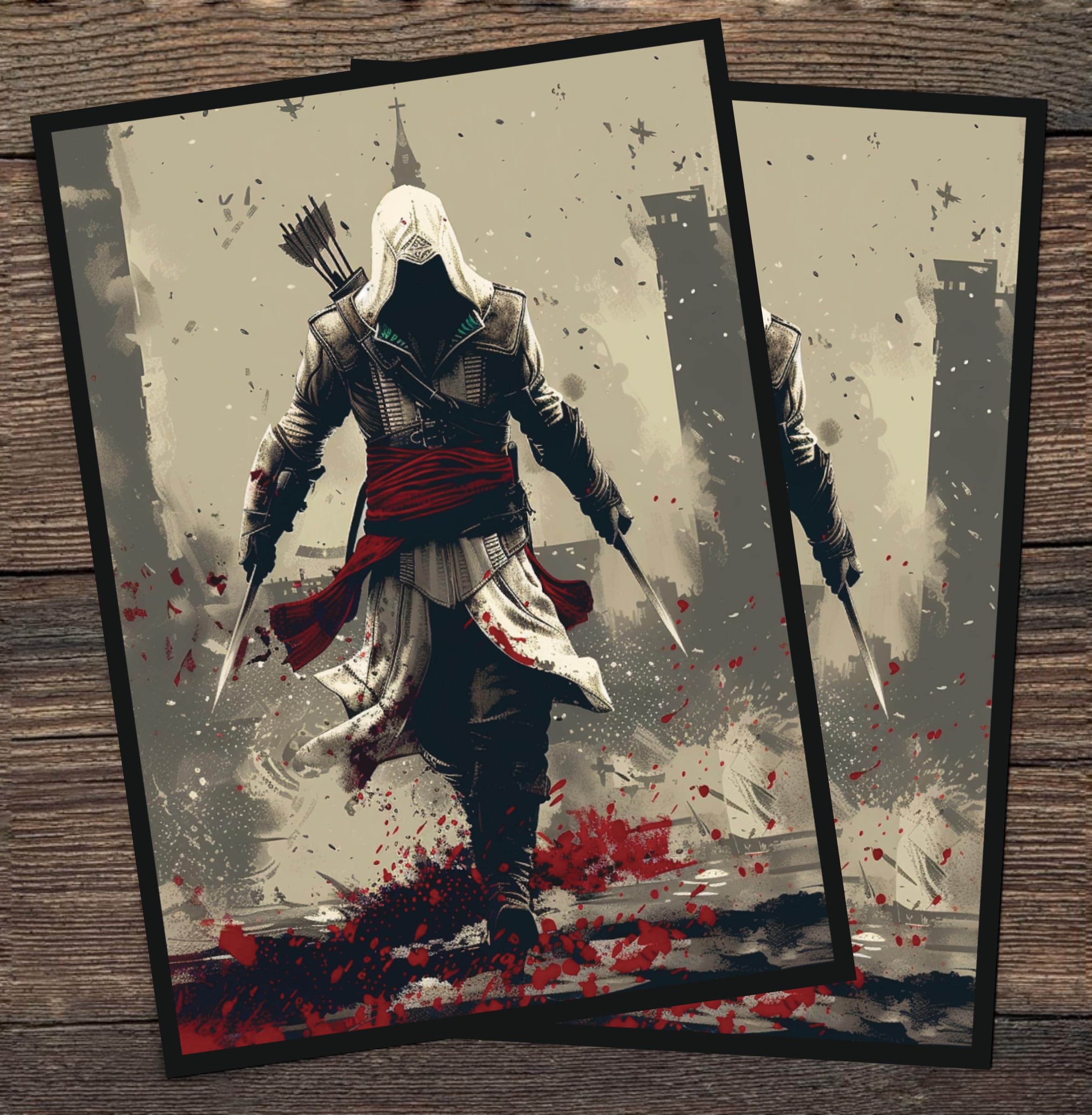 100 MTG Card Sleeves - Assassin's Creed Themed (Tan Medieval Buildings) | Compatible with Magic: The Gathering & TCGs by Digital Sorcery Studio | Perfect for Deck Protection & Gaming Tournaments