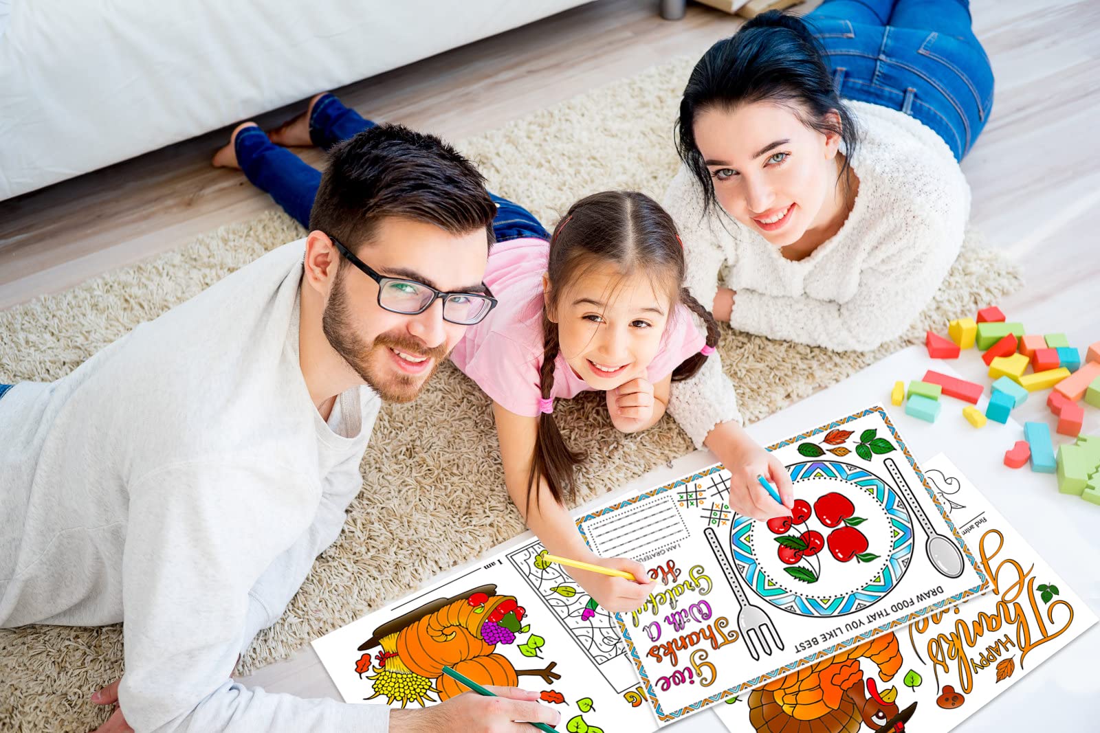 FLYAB Thanksgiving Coloring Placemats for Kids - 12 Pack 16.8