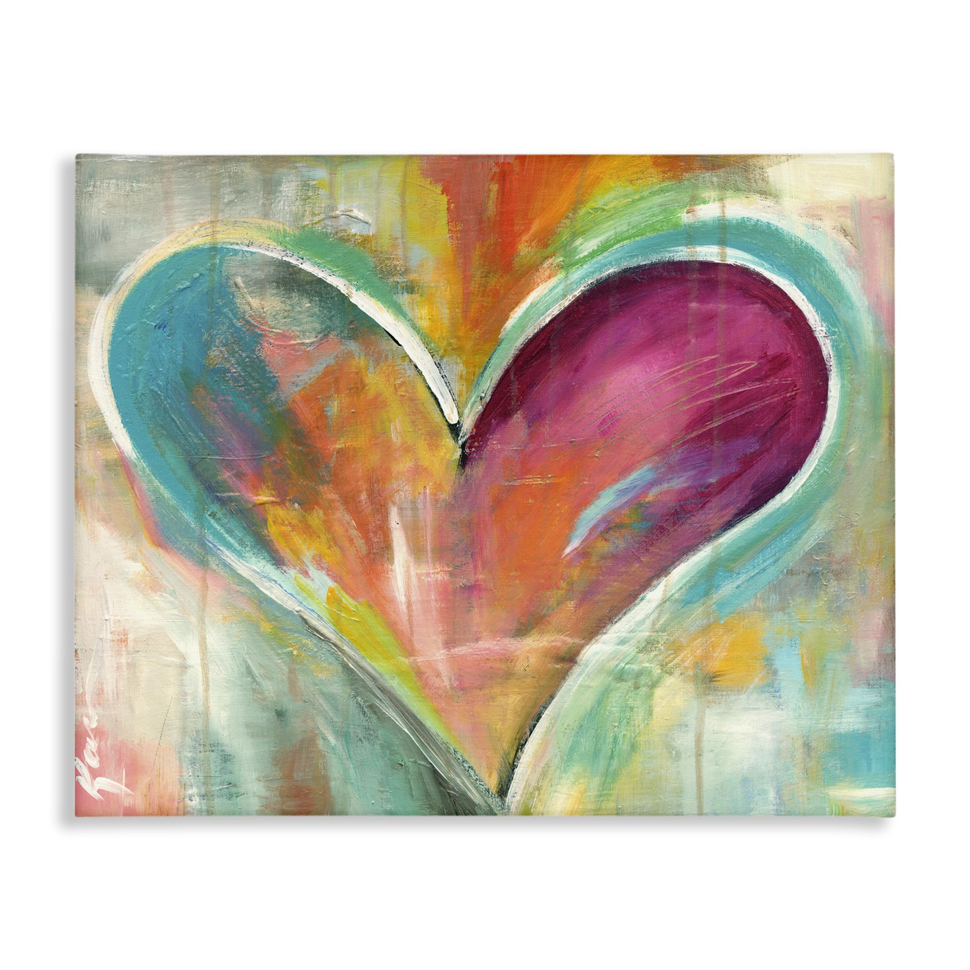 Abstract Colorful Textural Heart Painting Canvas Wall Art by Artist Kami Lerner - Modern Home Decor for Living Room, Bedroom & Office