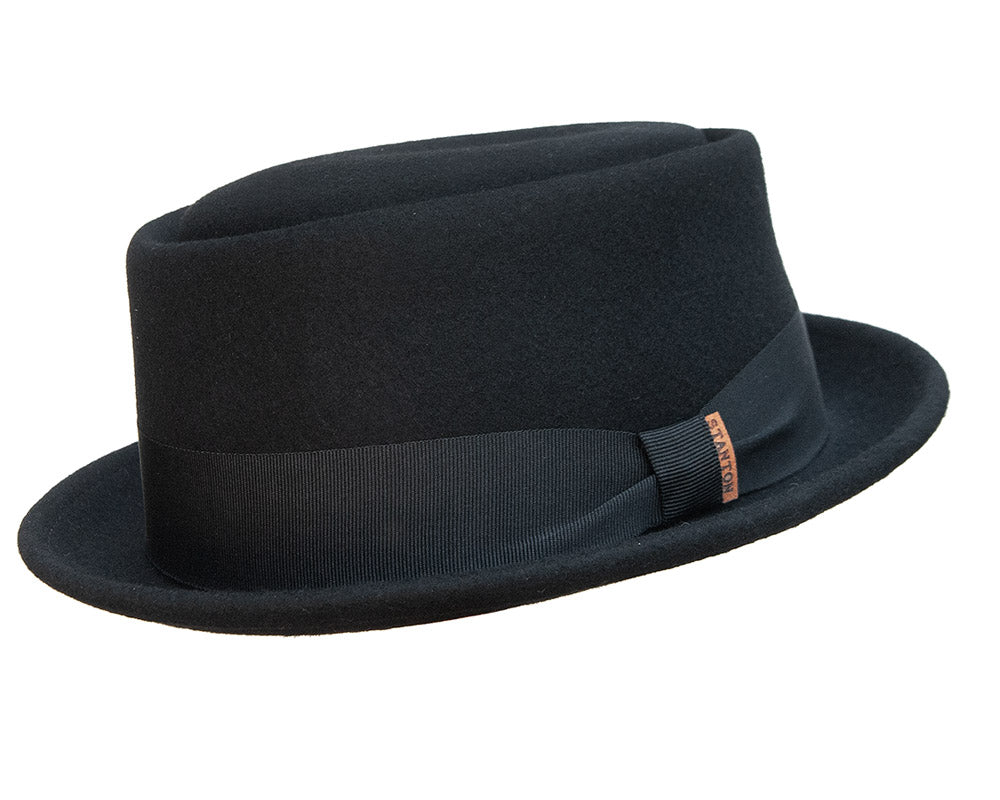 Premium Stanton Australian Wool Felt Pork Pie Hat - Classic Black Fedora for Men & Women | Perfect for Jazz Festivals, Vintage Outfits & Formal Occasions
