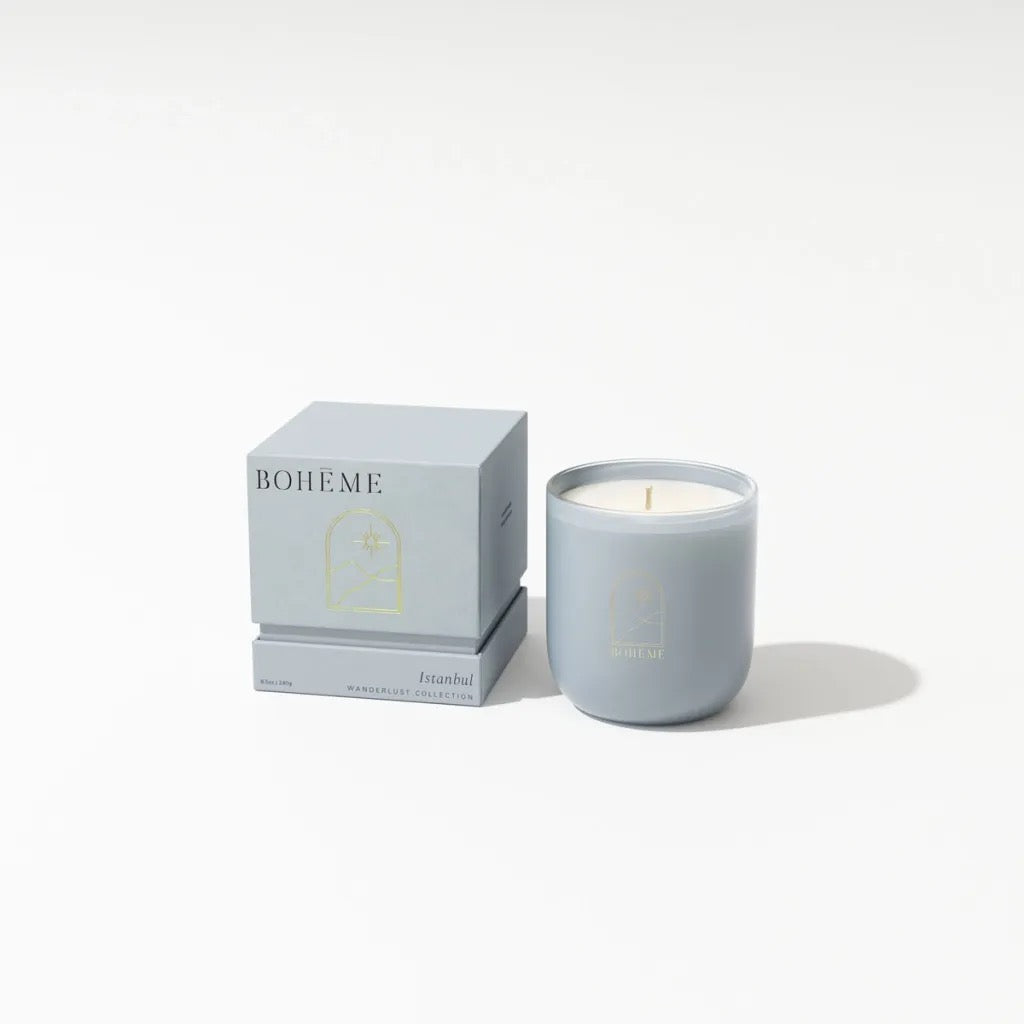 Premium Istanbul Boheme Scented Candle - Handmade Soy Wax Aromatherapy Candle for Home Relaxation, Meditation & Romantic Ambiance
