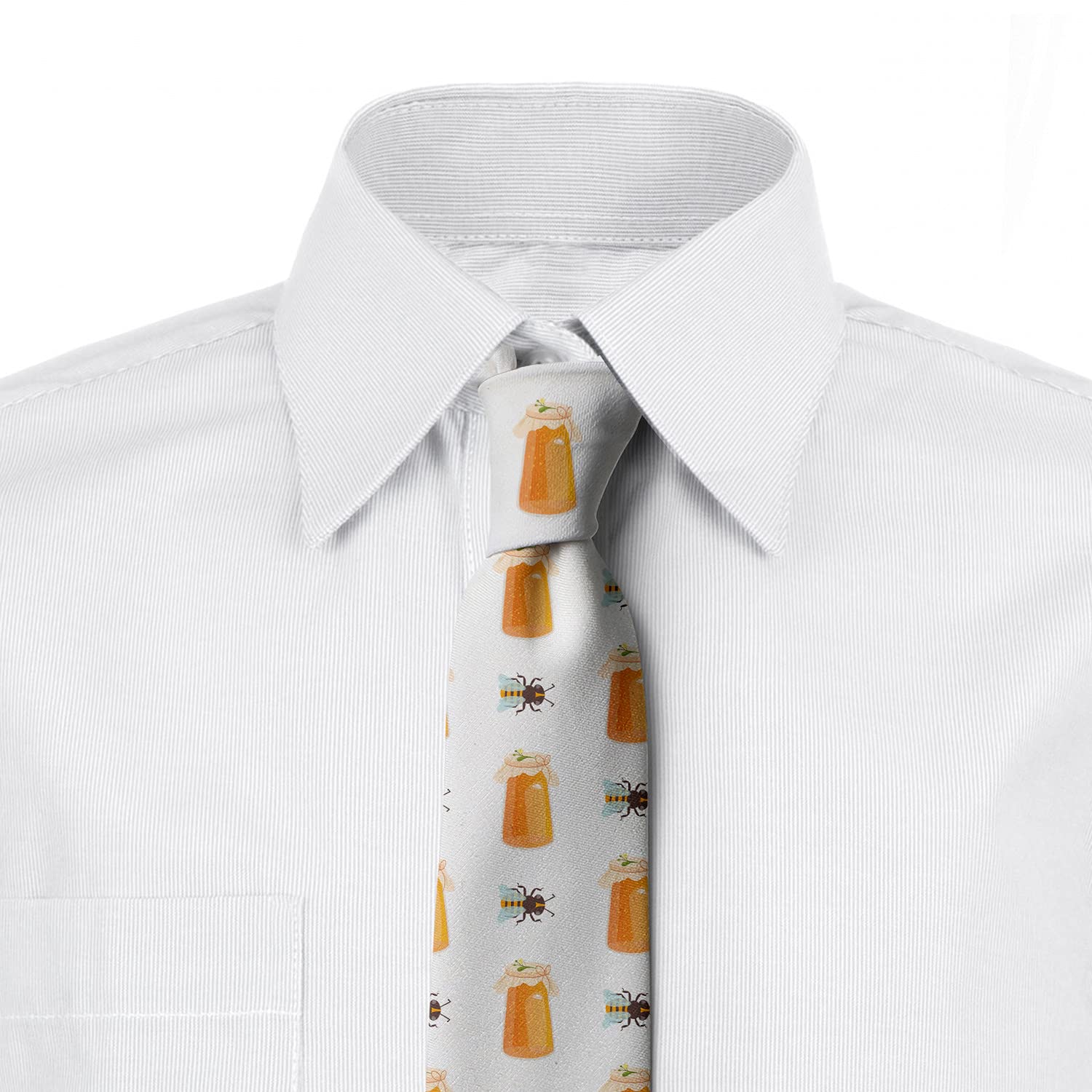 Ambesonne Men's Tie - Honey Jars Bees Honeycomb Design - 3.7