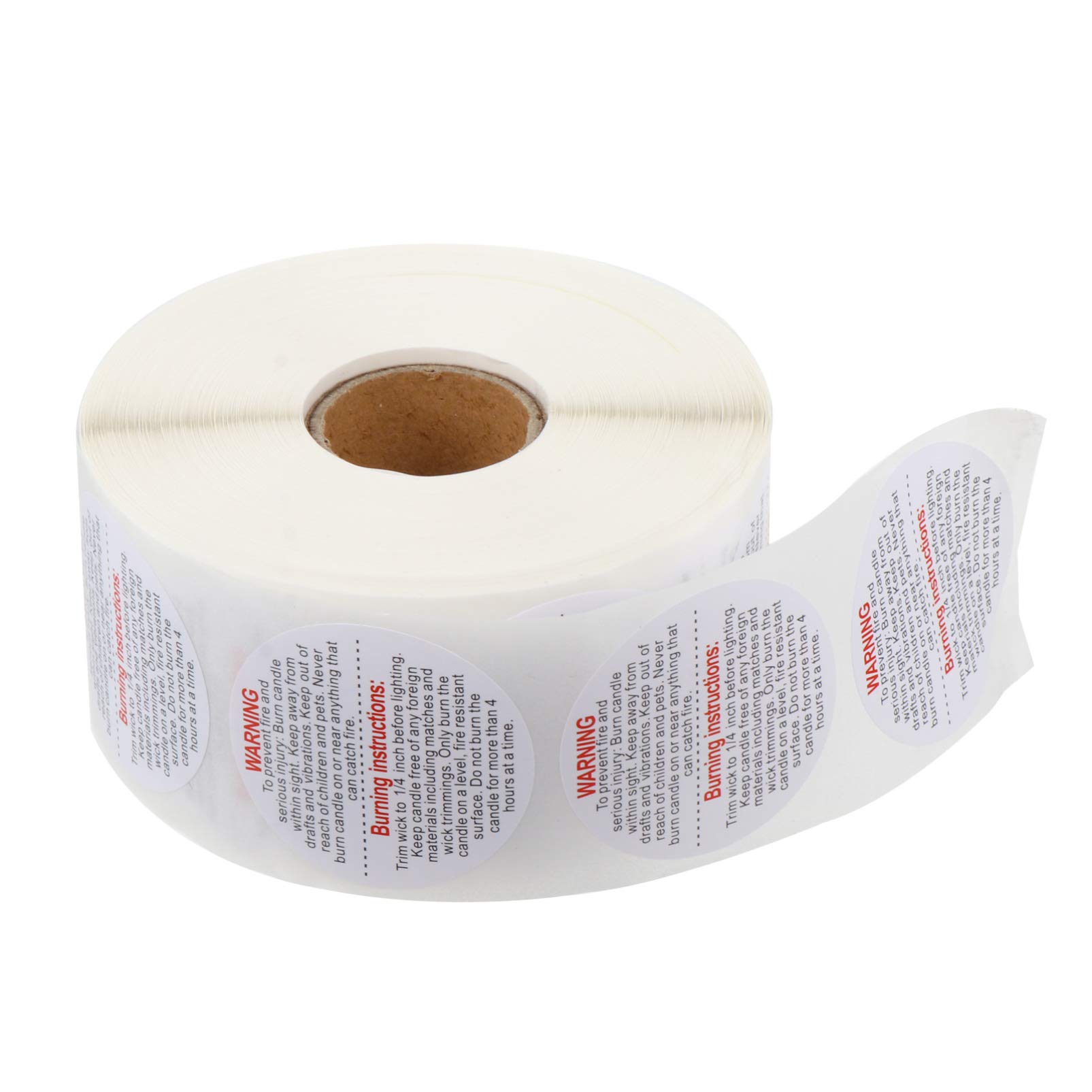 Candle Warning Stickers - Self-Adhesive PVC Round Labels for Candle Jars, Music Boxes & Camera Candles - Burning Instruction Safety Labels - Perfect for DIY Crafts, Wedding Favors & Home Decor