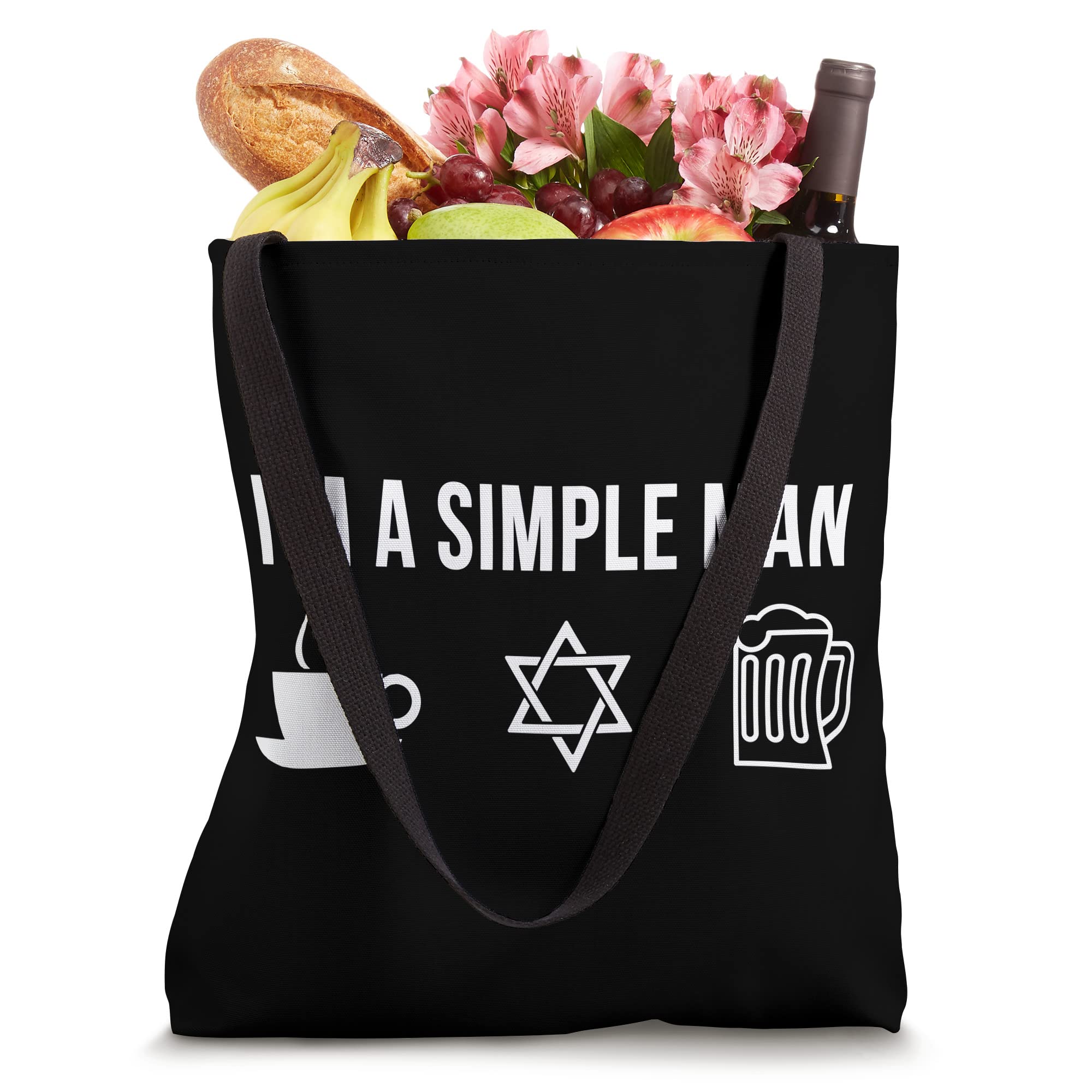 Funny Judaism Simple Man Tote Bag - Reusable Grocery Shopping Bag with Jewish Humor - Perfect for Synagogue, Jewish Events & Daily Use