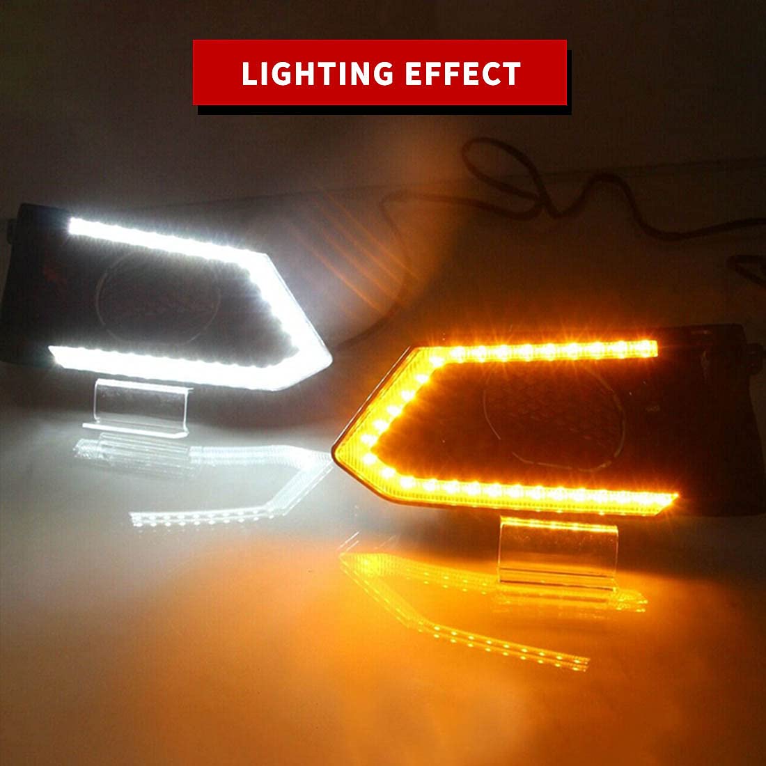 2019-2020-2021 Nissan Altima LED Daytime Running Lights with Dual Color Fog Lights, Turn Signal & Bezel - DRL Replacement for Enhanced Visibility & Safety (Perfect for Night Driving & Bad Weather Conditions)
