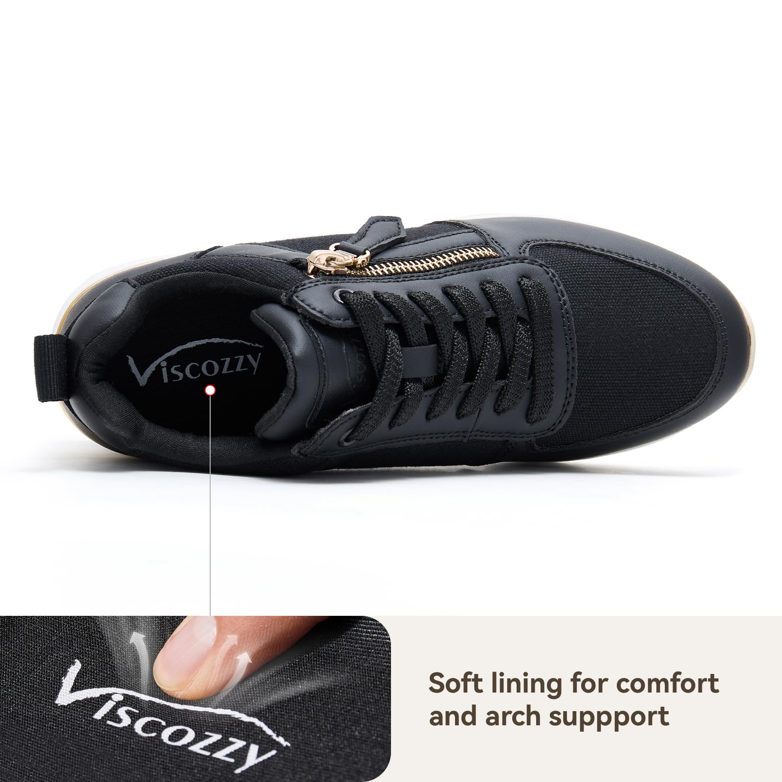 Viscozzy Women's Comfortable Wedge Sneakers with Cushioned Insoles - Stylish High Heel Shoes for Walking, Work & Casual Outfits