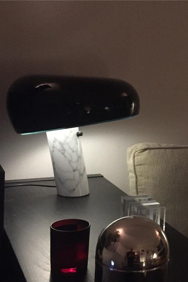Nucleus Marble Table Lamp - Modern Home Decor Lighting for Bedroom, Living Room & Office - Elegant Nightstand Lamp with Natural Stone Base