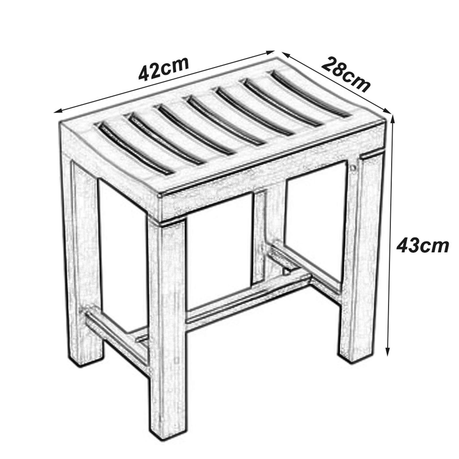 Premium Heavy Duty Shower Seat Bath Chair - Sturdy Wooden Bathroom Bench Stool with Tool-Free Assembly | Lightweight & Portable for Travel | Supports 550 lbs (250kg) | Ideal for Elderly, Disabled & Post-Surgery Bathroom Safety