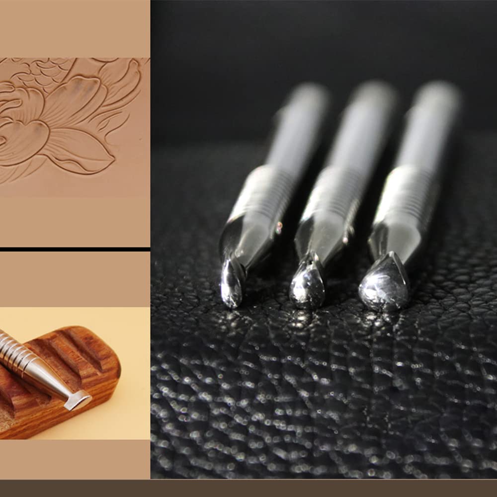 Leather Stamping Tools Set - 3PCS 304 Stainless Steel for Leather Carving & DIY Crafts