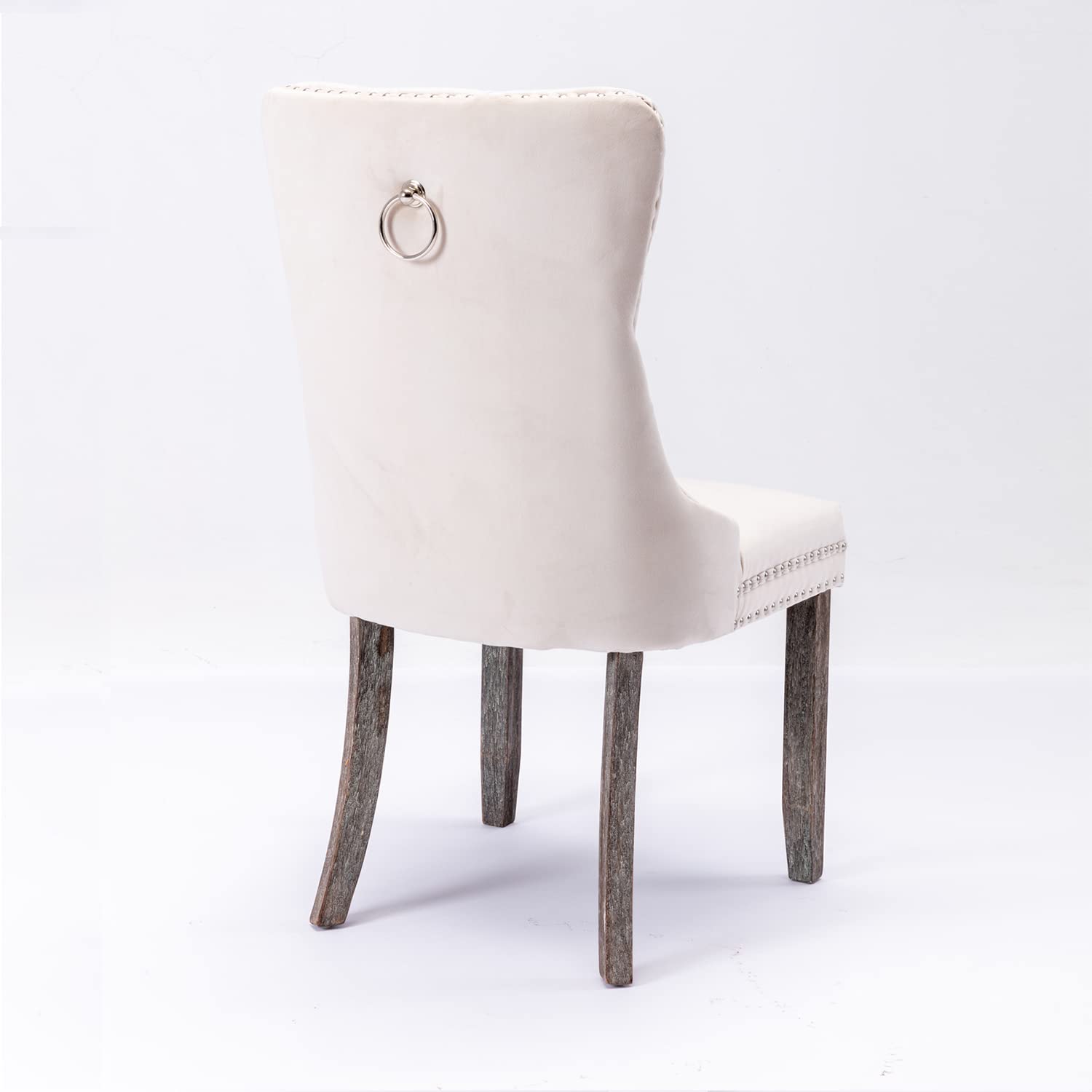 Luxury Velvet Dining Chairs Set of 2 - Tufted Button Back Upholstered Chairs with Elegant Nailhead Trim - Perfect for Kitchen, Dining Room, Bedroom or Restaurant Decor (Beige) - Ideal for Home Entertaining, Wedding Decor & Cafe Seating