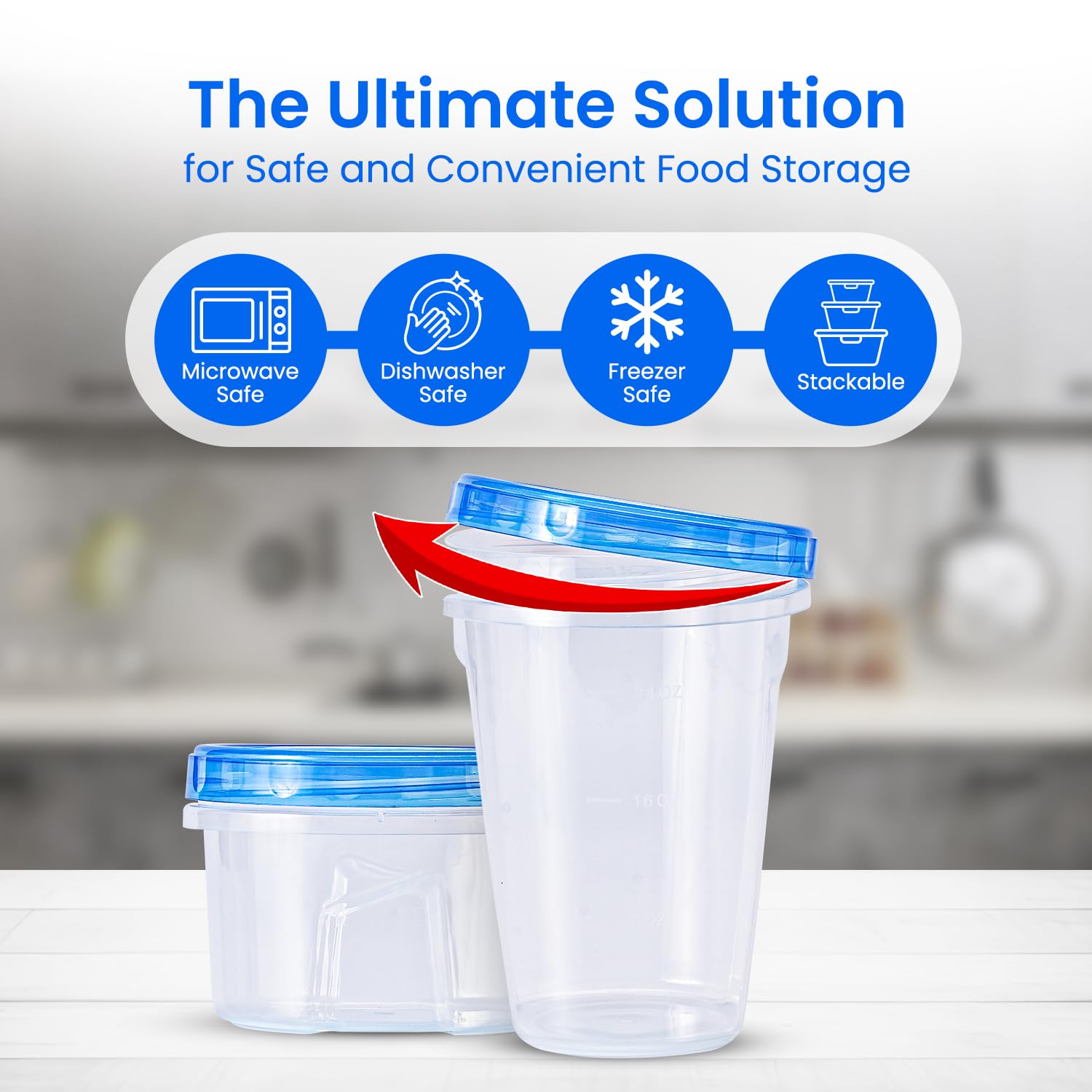 48-Piece Freezer Storage Containers Set with Twist-Top Lids (32oz & 16oz) - BPA-Free Plastic Meal Prep Containers with Secure Screw Lids - Perfect for Soup Storage, Meal Prepping, Lunch Box & Gym Food Organization