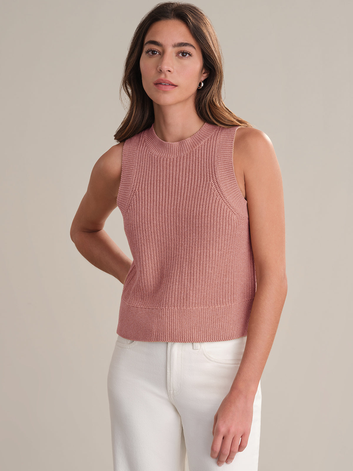 Demi High Crewneck Cotton Tank Top for Women - Soft Breathable Casual Wear - Perfect for Gym, Yoga, and Everyday Outfits