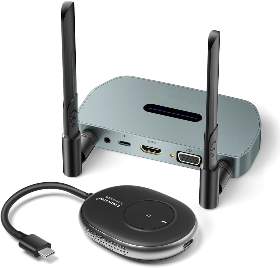 Lemorele 5G Wireless HDMI Transmitter and Receiver Kit with USB-C Port - Plug & Play USB-C to HDMI Adapter for Streaming 4K Video/Audio to TV/Projector - Perfect for Home Theater, Gaming & Office Presentations