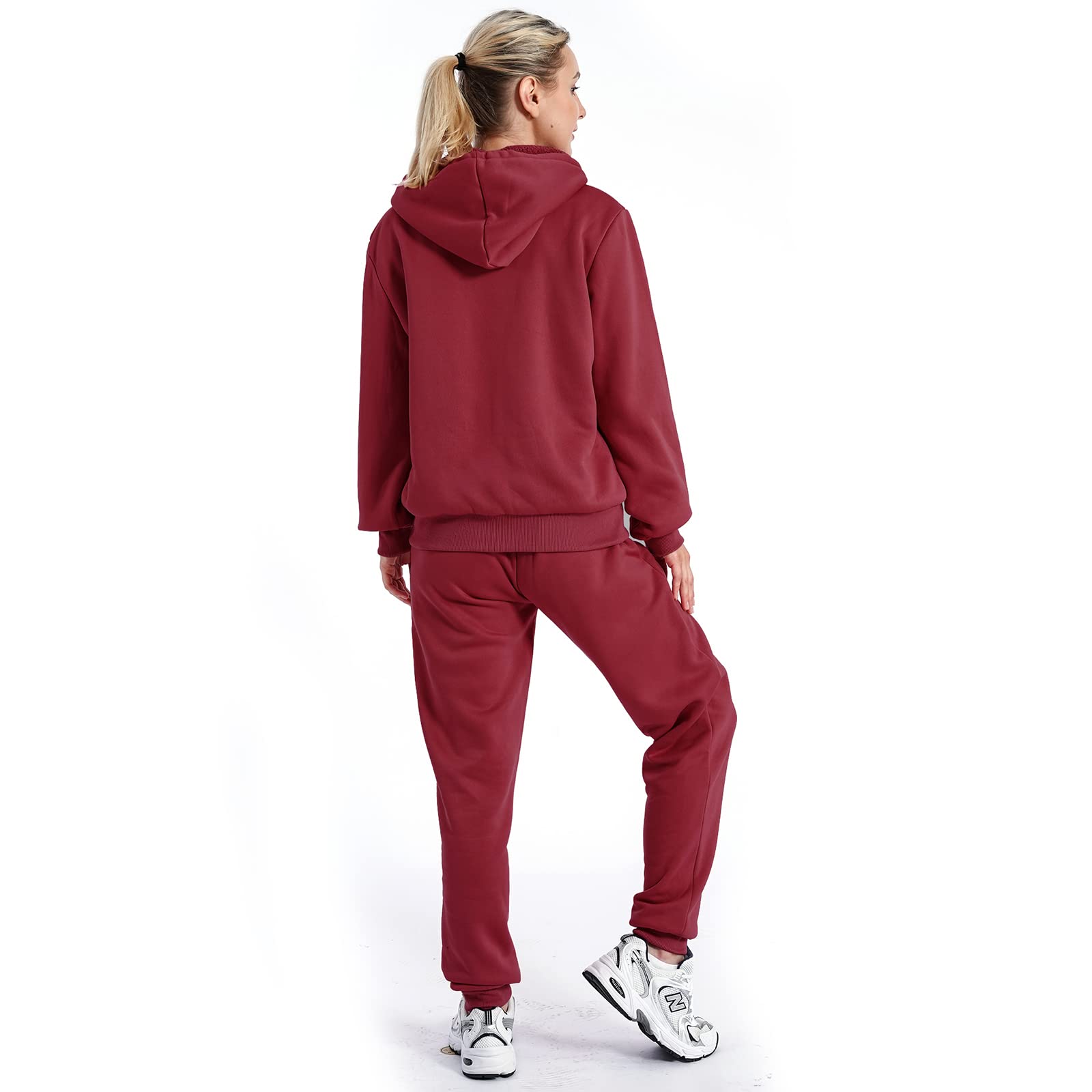Women's 2-Piece Fleece Sherpa Lined Hoodie & Sweatpants Set - Warm Winter Jogging Suit for Running, Yoga & Lounge Wear - Cozy Tracksuit Outfit for Women