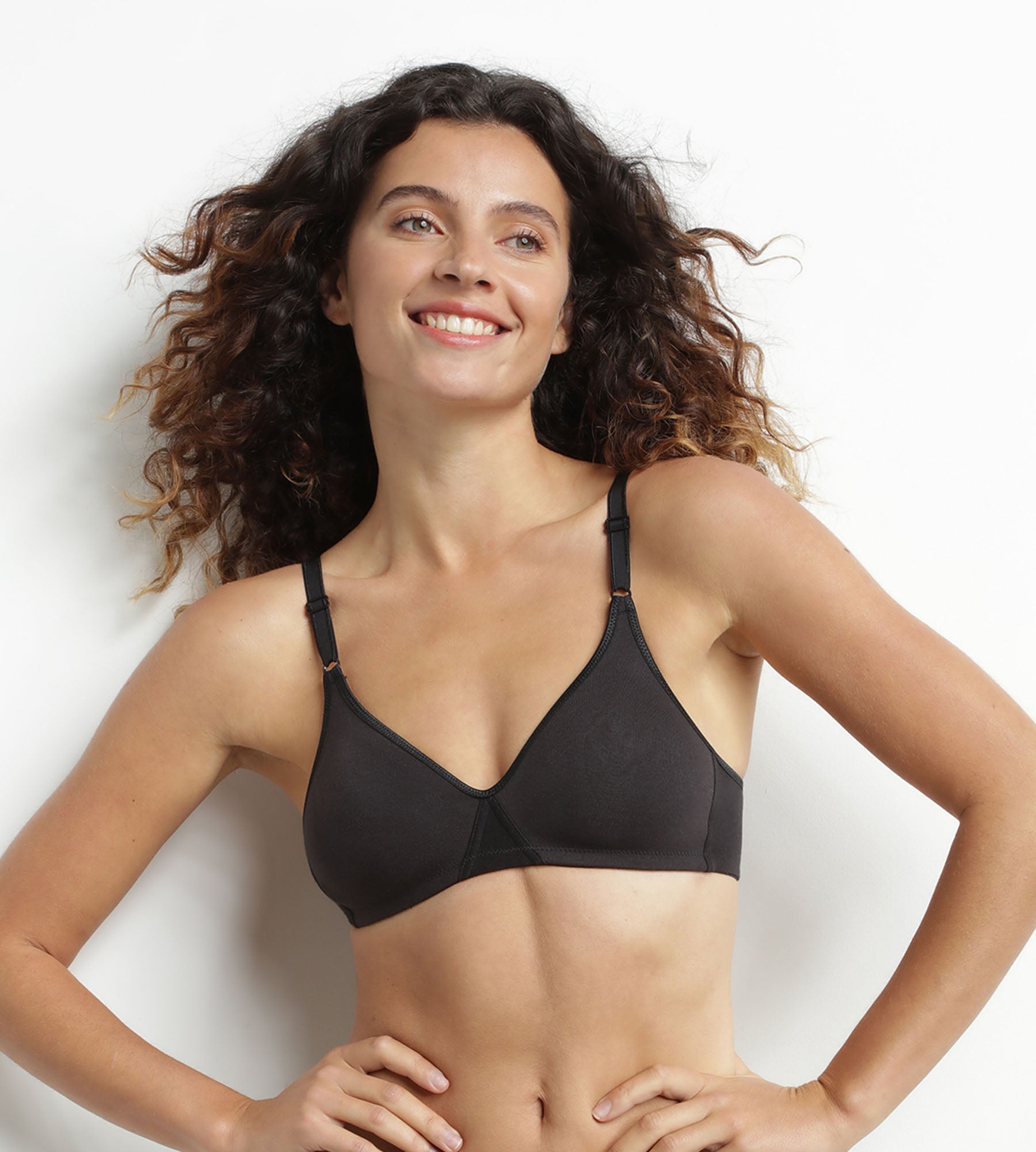 Wire-Free Triangle Cotton Bralette - Black | Soft & Comfortable Everyday Bra for Women | Perfect for Yoga, Lounging & Sleep