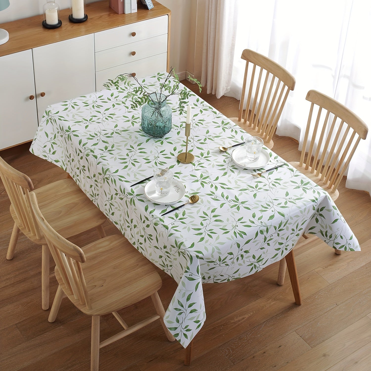 1pc Waterproof & Oil-Resistant PVC Tablecloth - Decorative Leaf Design for Coffee Table, Dining Table, Kitchen Counter - Dustproof Tabletop Protector for Home, Living Room, Office Decor