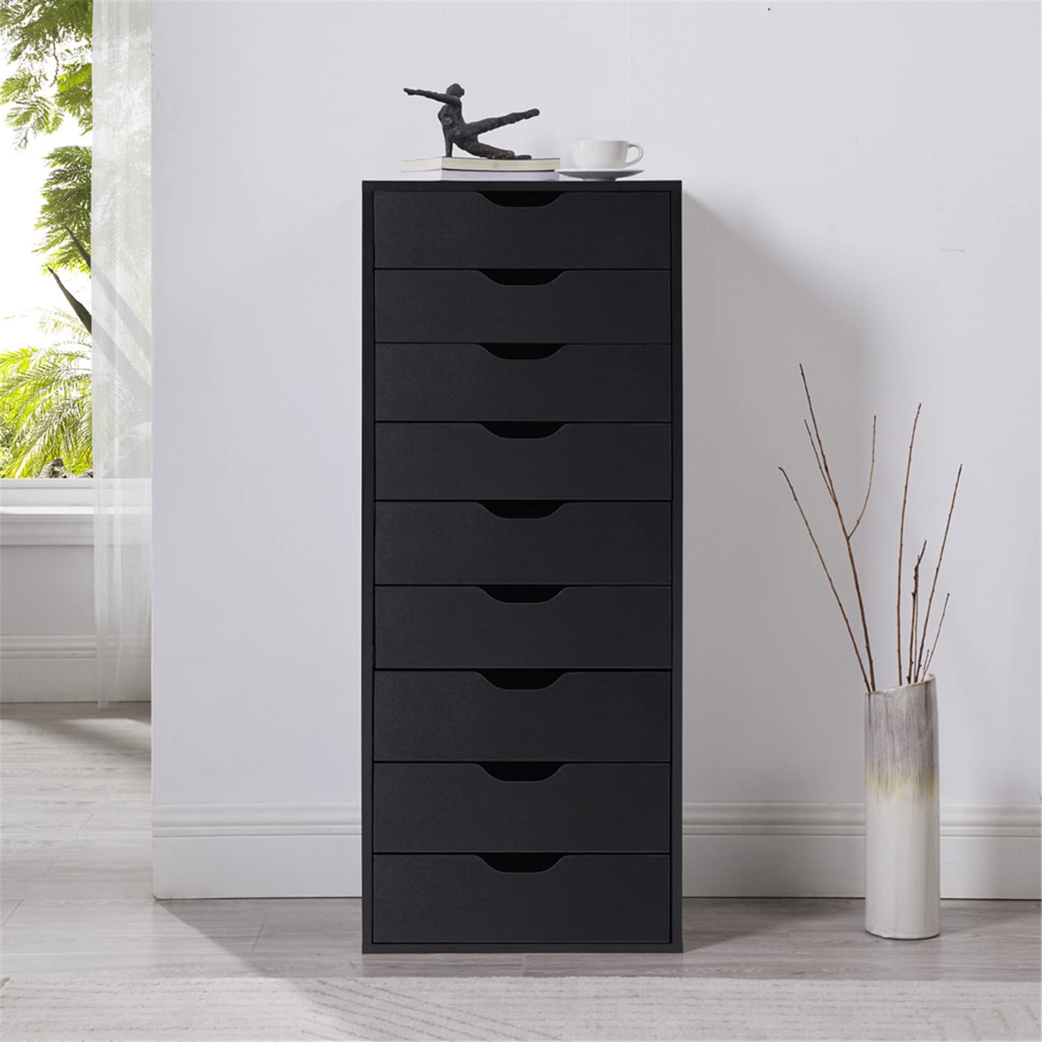 Naomi Home 9-Drawer Rolling File Cabinet with Wheels - Black Office Storage Organizer for Home & Business, 200 lbs Capacity - Perfect as Under Desk Storage, Printer Stand & Filing Solution