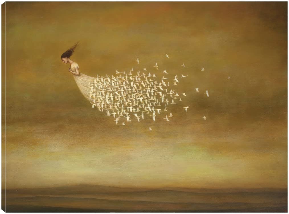 Abstract Fine Art Canvas Wall Decor by Artist Duy Huynh - Modern Freeform Painting for Living Room, Bedroom, Office & More - Ready to Hang 32x24 Inches - Perfect for Home Decor, Gifts & Interior Design
