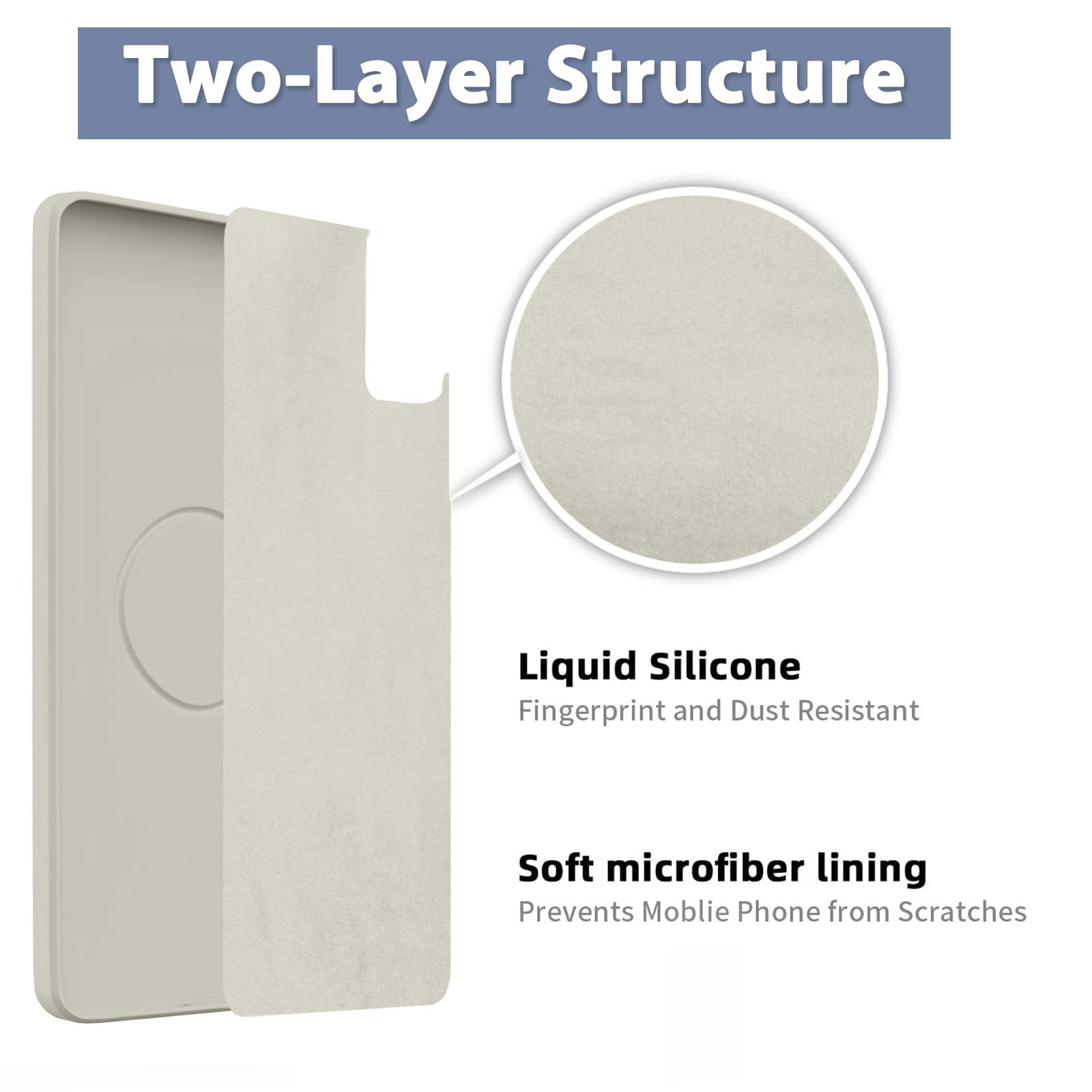 Galful Silicone Phone Case for Xiaomi 14 5G with 360° Ring Stand - Thin Slim Protective Cover with Microfiber Lining & Anti-Scratch Design (White) - Perfect for Daily Use, Travel, and Hands-Free Viewing