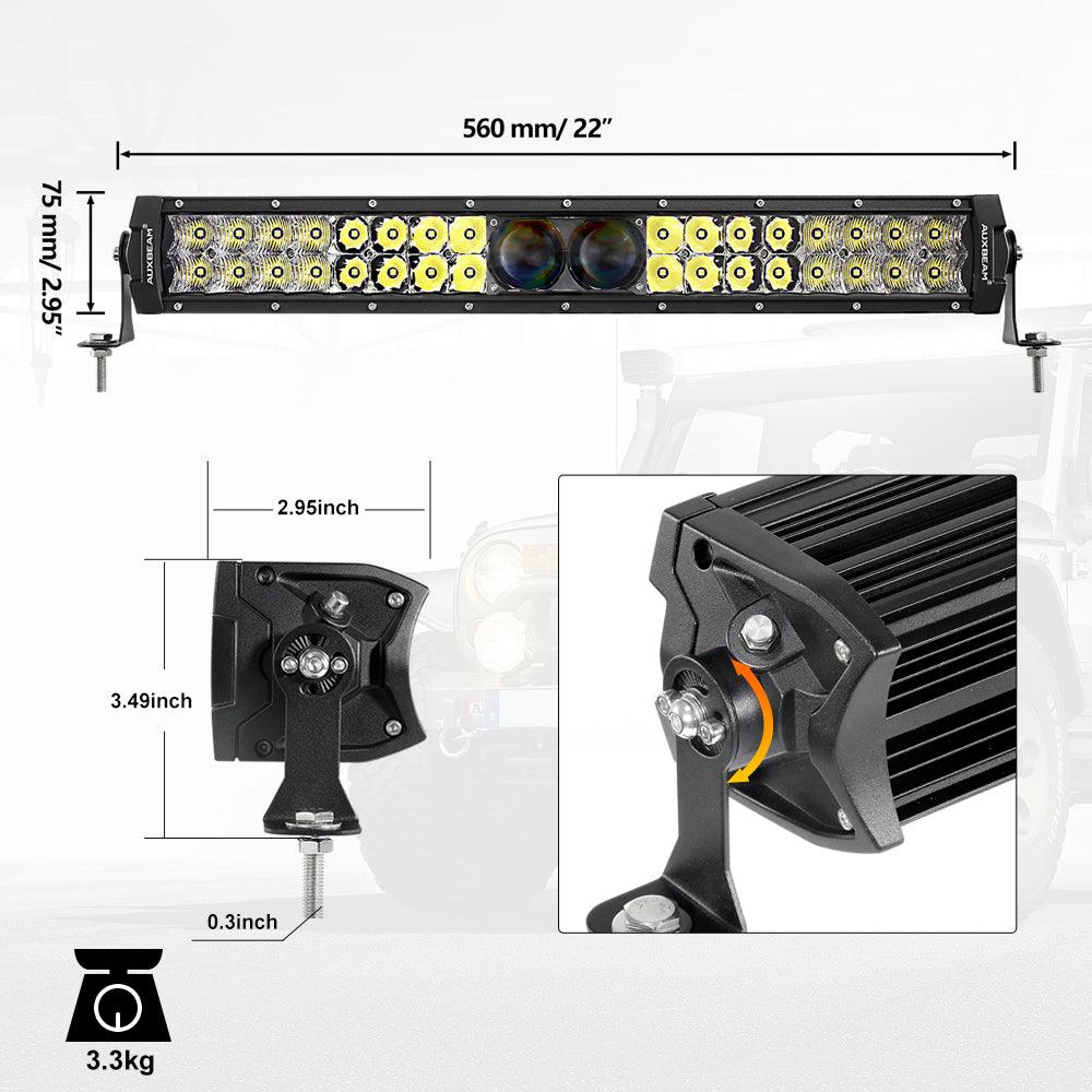 5 Inch 110W LED Driving Lights with Amber Covers & 22 Inch 5D PRO Series LED Light Bar Combo - High Performance Off-Road Lighting for CBR1000RR, ATV, UTV, Trucks and Buggies - Perfect for Night Riding, Trail Adventures and Off-Road Racing