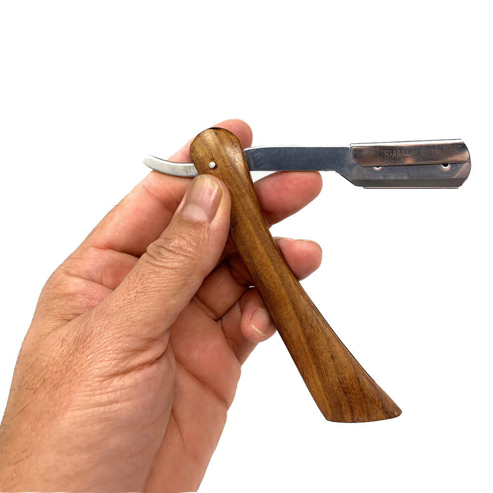 Professional Scalpmaster Wooden Handle Straight Edge Razor - Barber Shaving Tool for Precision Haircuts & Beard Grooming | Perfect for Home Use, Salon Professionals & Gift Giving