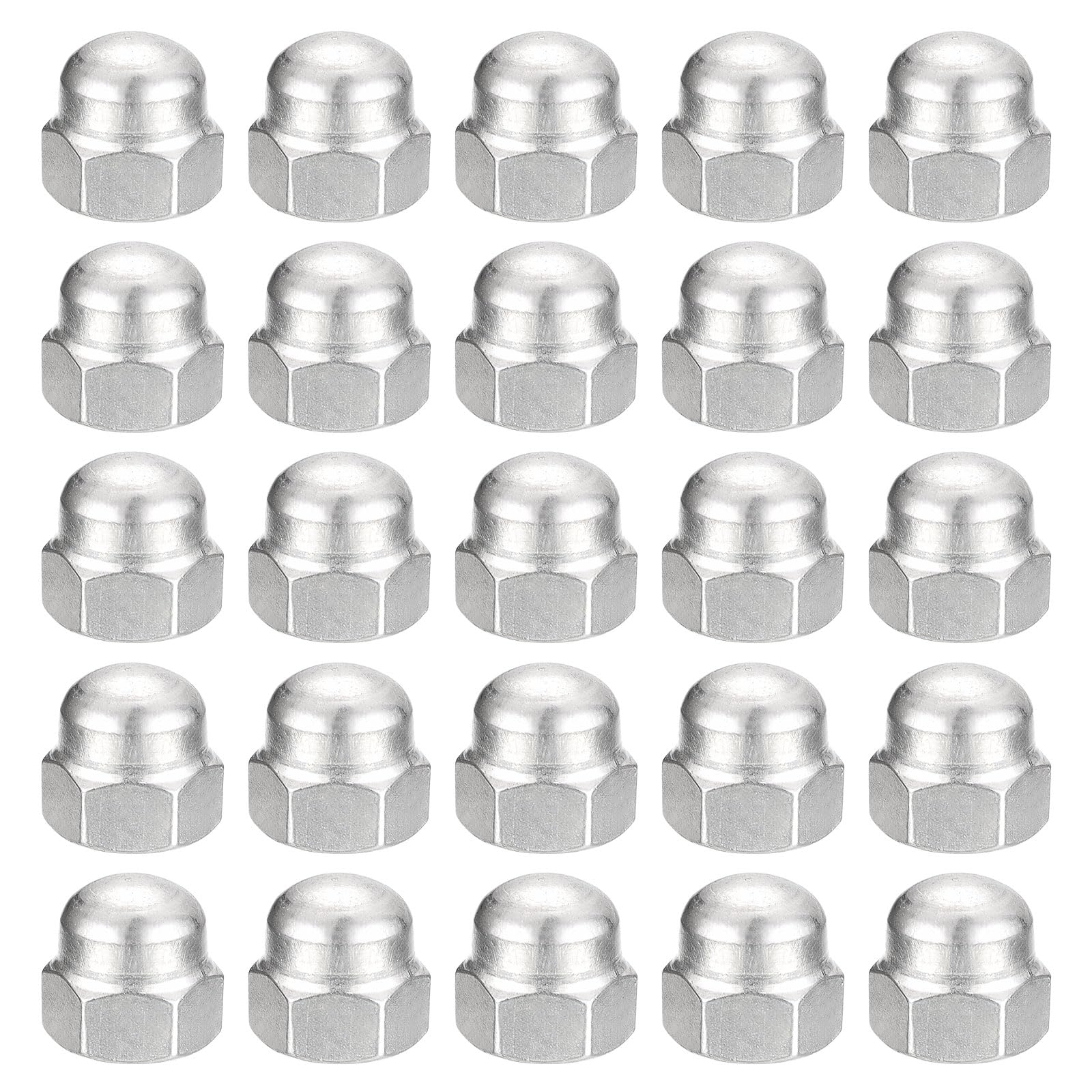 uxcell 50pcs 3/8-16 Acorn Cap Nuts, 304 Stainless Steel Hex Dome Head Nuts for Fasteners - Silver | Durable Hardware for Automotive, Furniture & DIY Projects