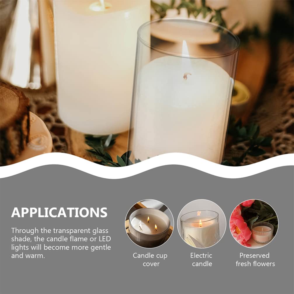 CLISPEED 2-Pack Glass Chimney Tubes - Open Ended Cylindrical Candle Holders for Open Flame Candles, Glass Lamp Shades & Home Decor - Perfect for Dining Tables, Fireplace Mantels and Wedding Centerpieces
