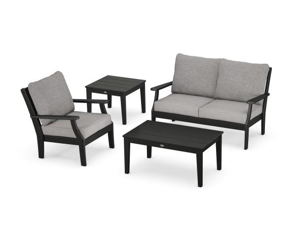 Polywood Braxton 4-Piece Deep Seating Patio Set - Outdoor Furniture for Garden, Poolside & Backyard Relaxation