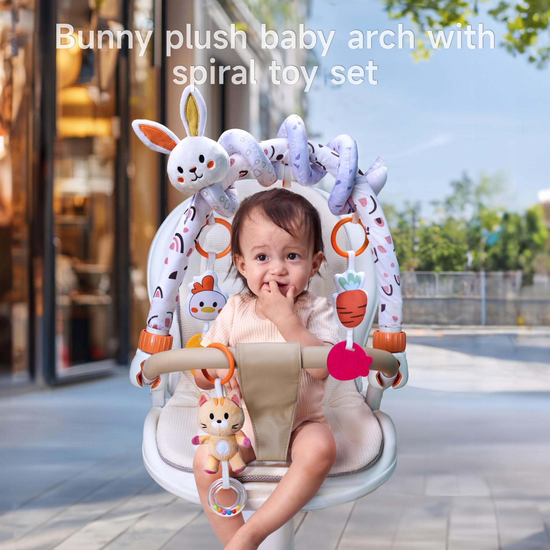 TUMAMA 2 in 1 Spiral Car Seat & Stroller Toys for Babies 0-6 Months - Adjustable Hanging Sensory Toys with Clip for Travel Crib, Bouncer & Bassinet | Perfect for Road Trips & Sensory Development