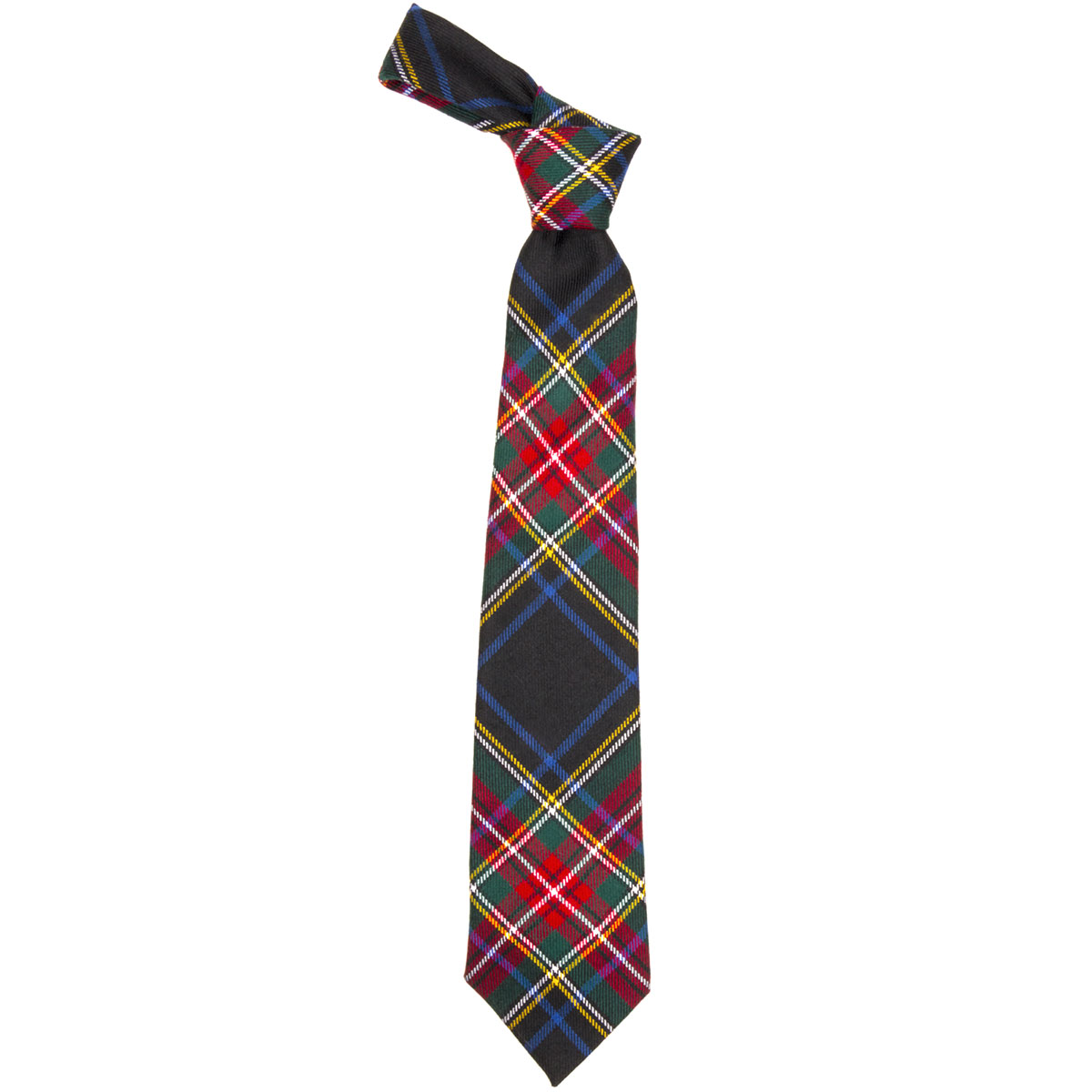 Stewart Black Modern Tartan Tie by Lochcarron Weavers | Premium Wool Necktie for Men | Perfect for Weddings, Business & Formal Events