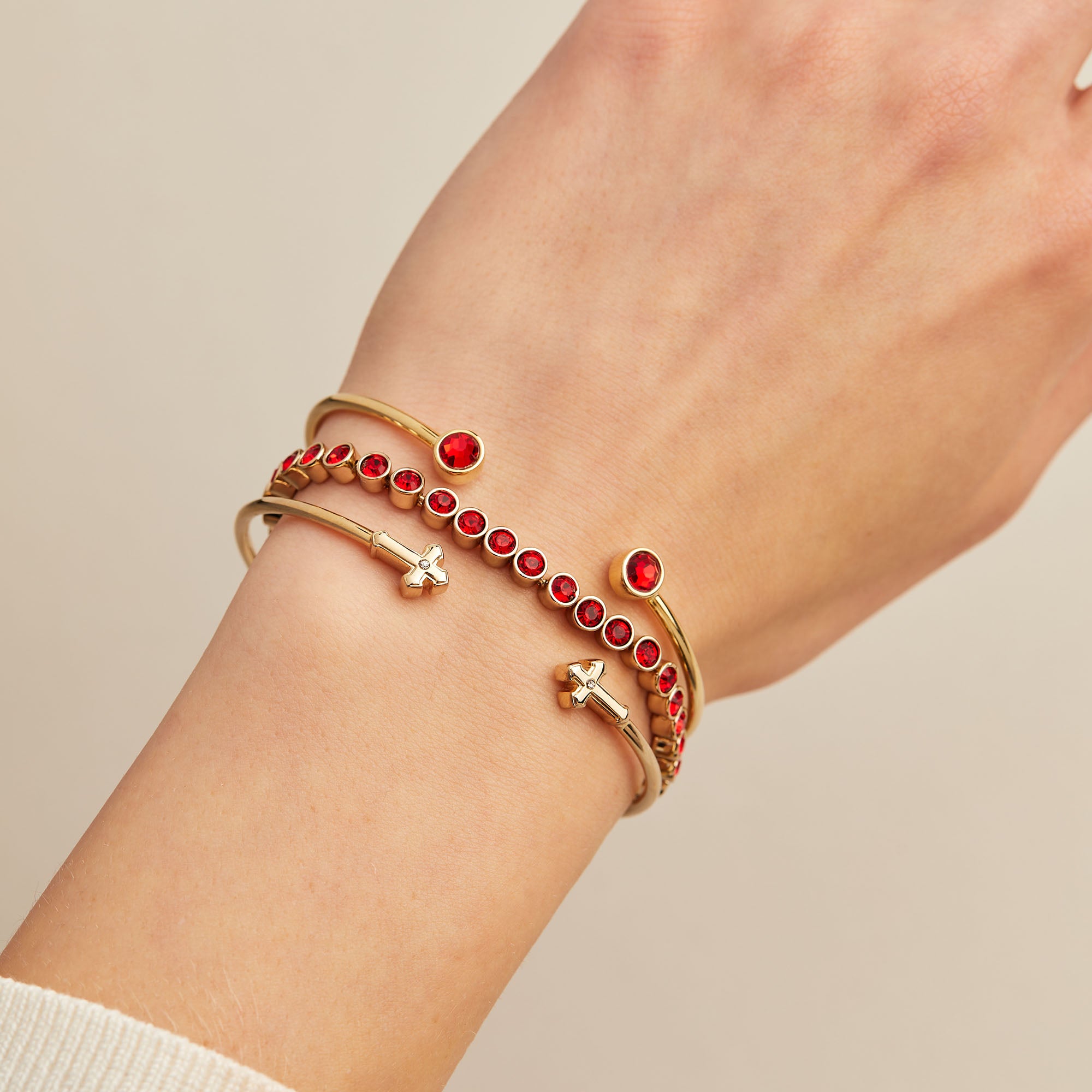 Elegant Flex Cuff Bracelet with Genuine Ruby Stone - Adjustable Bangle for Women - Perfect for Parties, Weddings & Everyday Wear