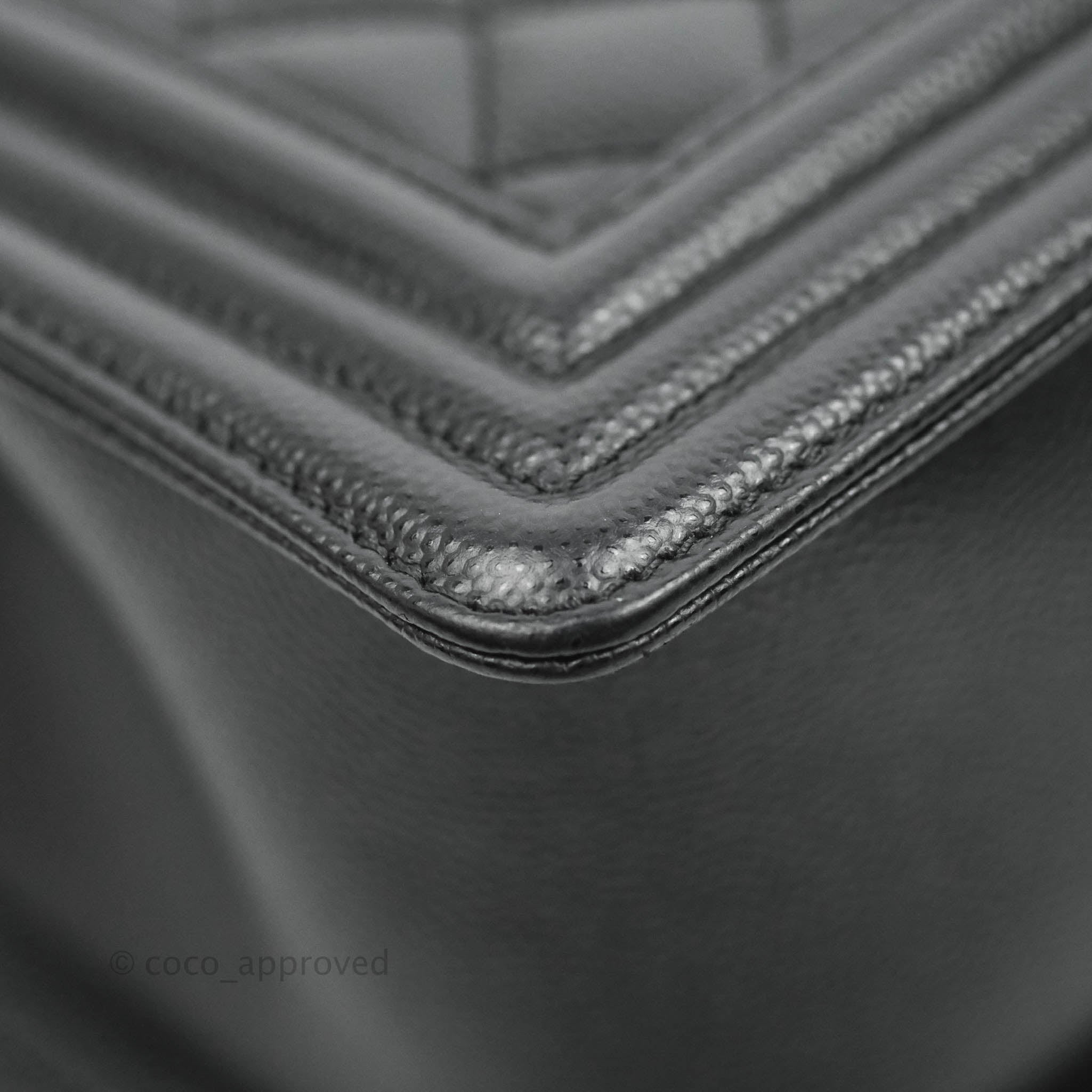 Chanel Boy Quilted Medium Handbag in Black Caviar Leather with Ruthenium Hardware - Perfect for Evening Events, Parties & Luxury Fashion Accessories