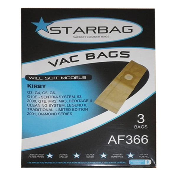 StarBag AF366 Vacuum Cleaner Bags - 10 Pack HEPA Filter Replacement Bags for Dust Collection - Compatible with Major Vacuum Brands - Perfect for Home Cleaning, Pet Hair Removal & Allergy Relief