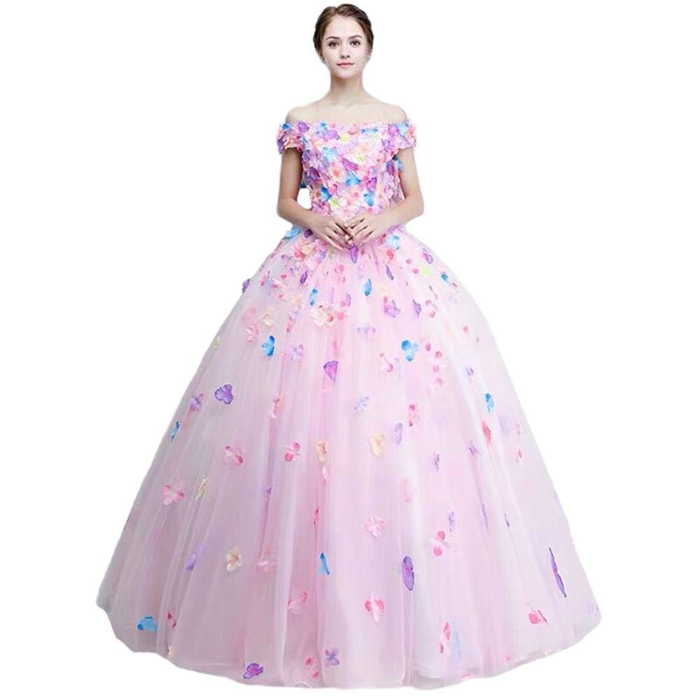 Elegant Women's Off Shoulder Quinceanera Dress with Floral Bow-Knot - Prom Party Ball Gown for Sweet 16, Homecoming, Wedding Guest & Formal Events