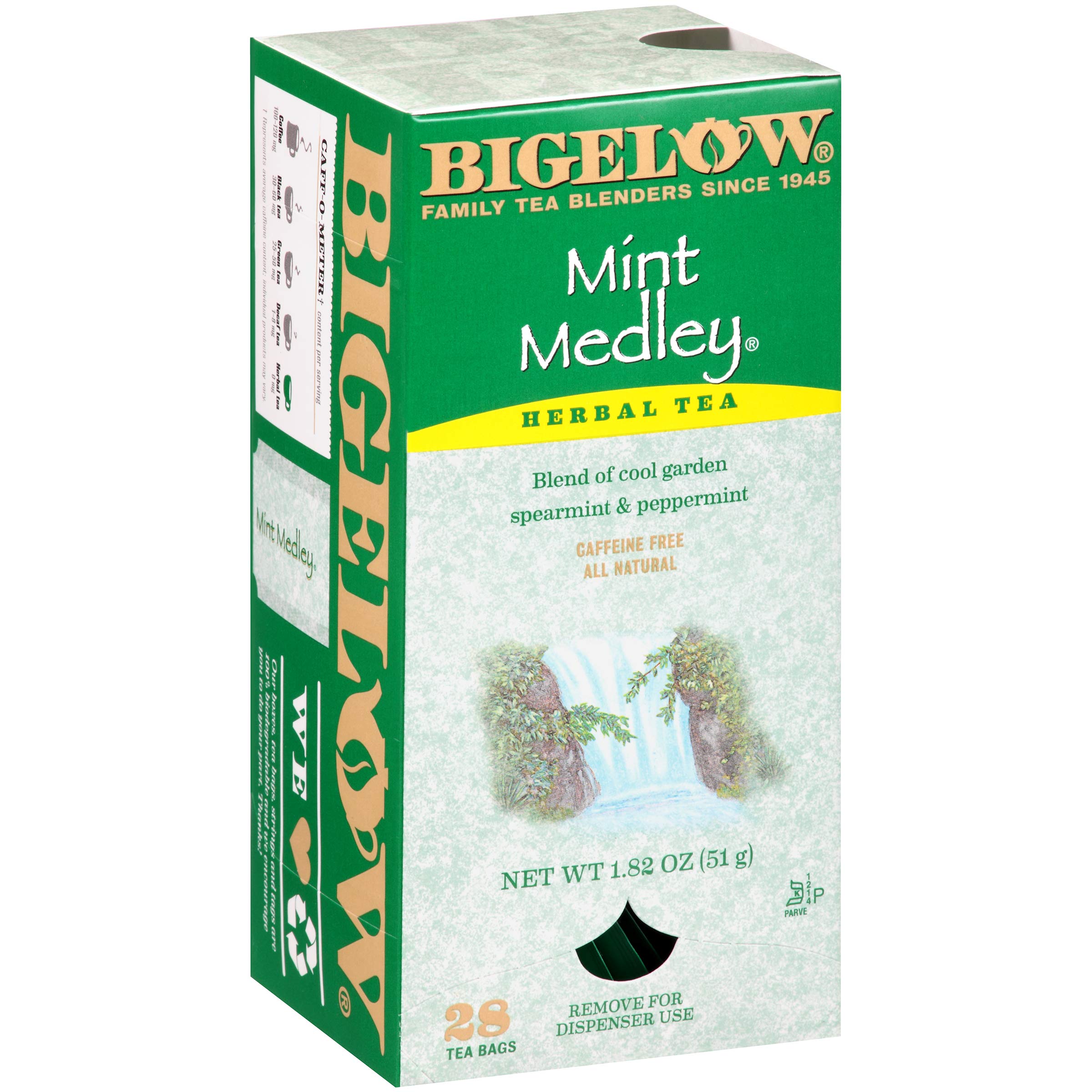 Bigelow Mint Medley Herbal Tea Bags - 28 Count (Pack of 6) | Peppermint & Spearmint Blend | All Natural, Gluten Free, Caffeine Free | Perfect for Relaxation, Digestion & Stress Relief