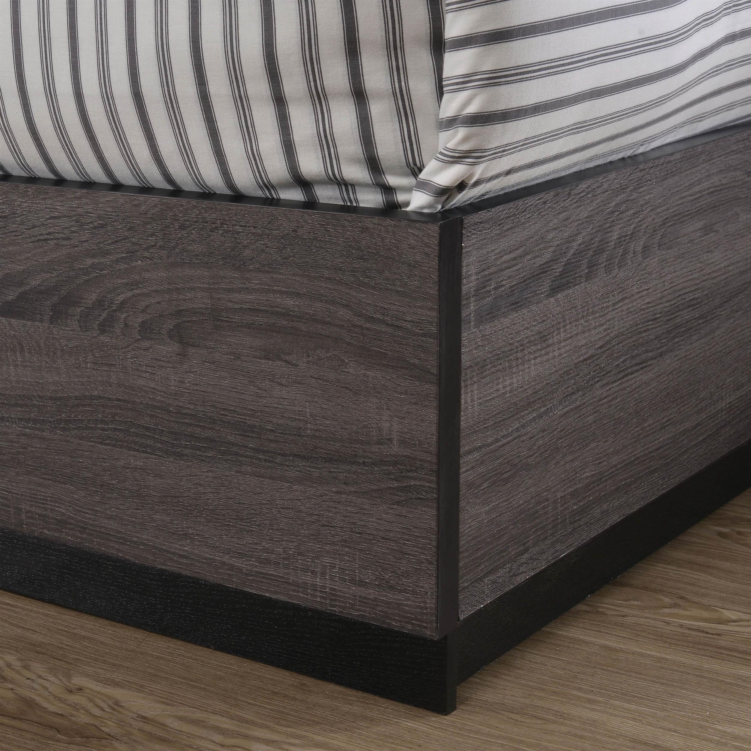 Furniture of America FOA Drummond 3-Piece Gray Wood Panel Bedroom Set - King Size Bed with 2 Nightstands | Modern Bedroom Furniture for Master Suite & Guest Room