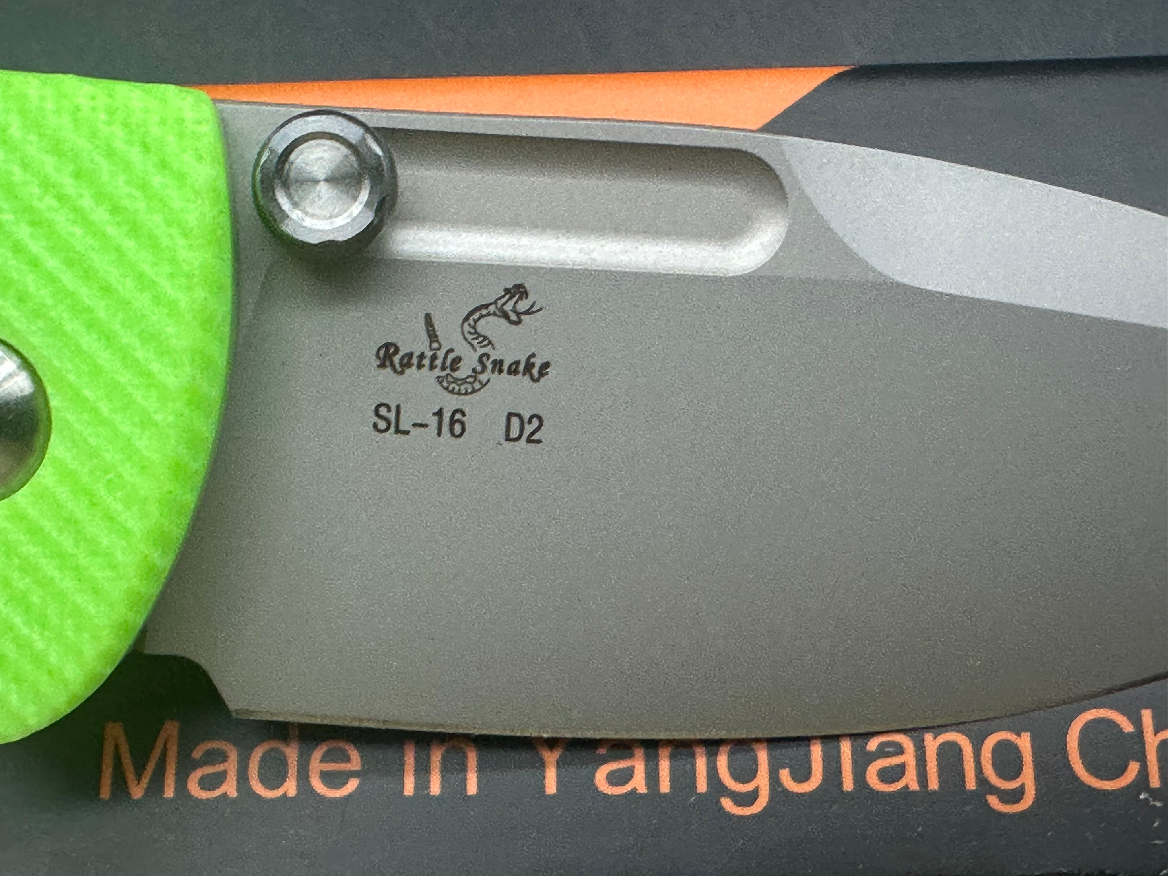 Sixleaf SL 16 Button Lock Pocket Knife - Fluorescent Green G10 Scales & D2 Steel Blade - EDC Folding Knife for Outdoor, Camping & Everyday Carry