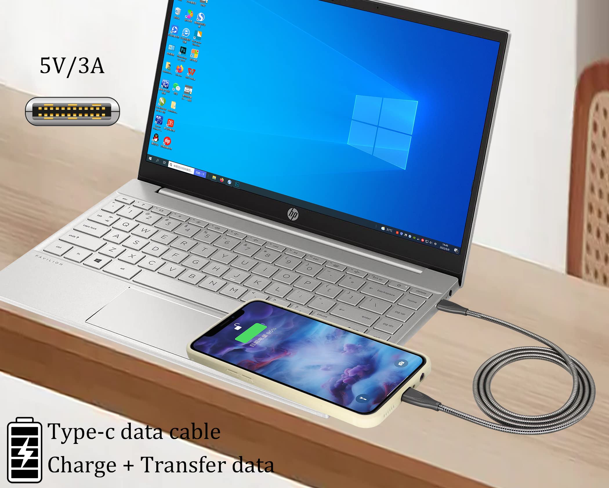 Premium USB C to USB C Cable - 3.3ft Braided Nylon Fast Charging Cord with Metal Connectors, 60W PD Power Delivery & 480Mbps Data Transfer - Perfect for MacBook, iPad Pro, Samsung Galaxy & Nintendo Switch Charging
