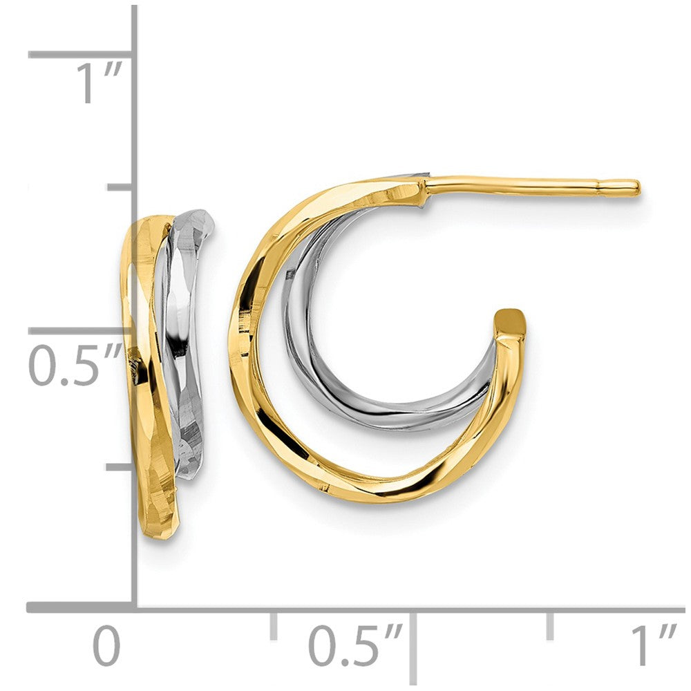 14K Gold Diamond Cut J Hoop Earrings for Women - Elegant Dangle Earrings for Daily Wear & Special Occasions | Model YE1919