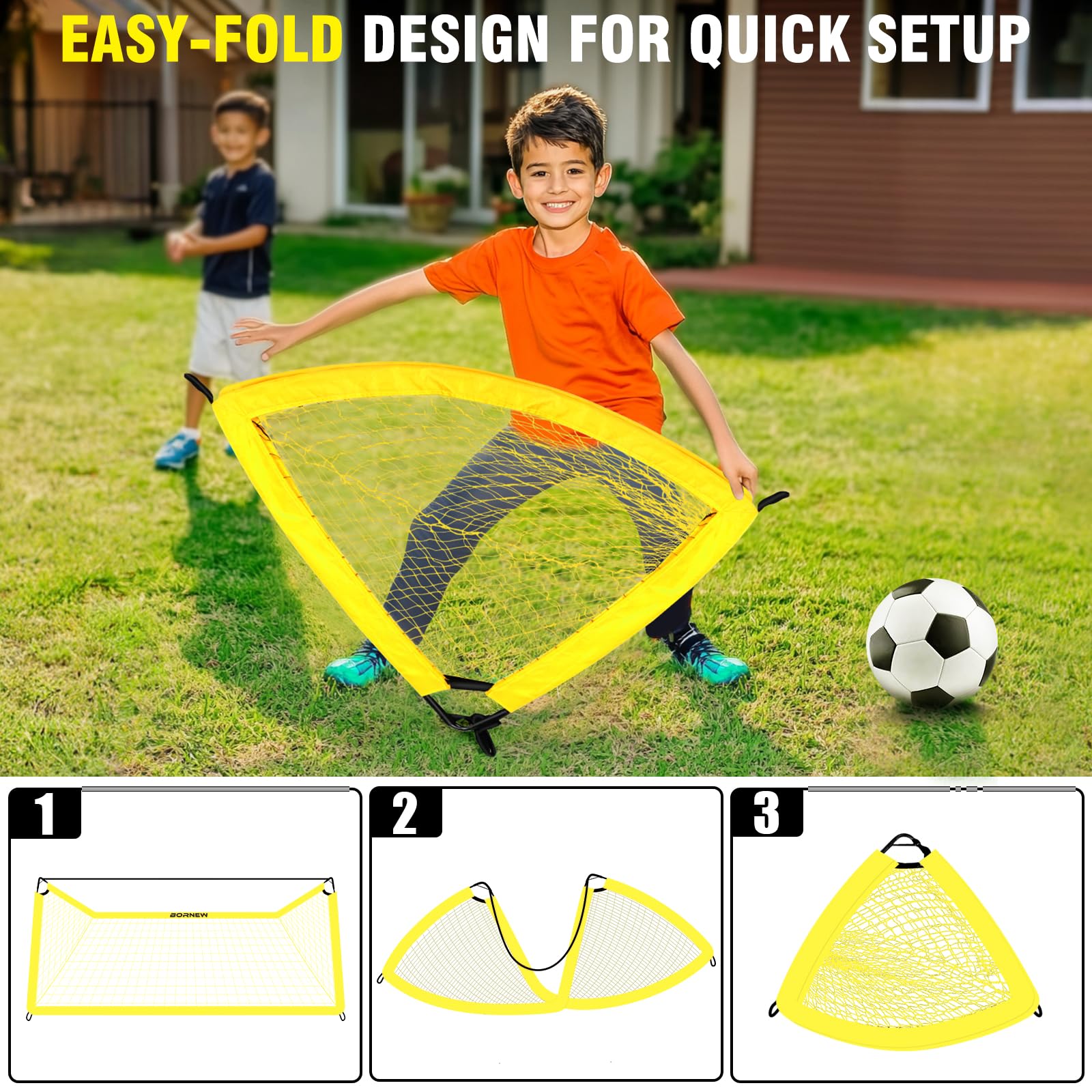 Kids Soccer Goal Set for Backyard - 2 Pack Portable Soccer Nets (7X5ft & 5X3.6ft) with Agility Ladder, Soccer Ball & Carry Bag | Perfect for Youth Training, Backyard Games & Outdoor Sports Activities