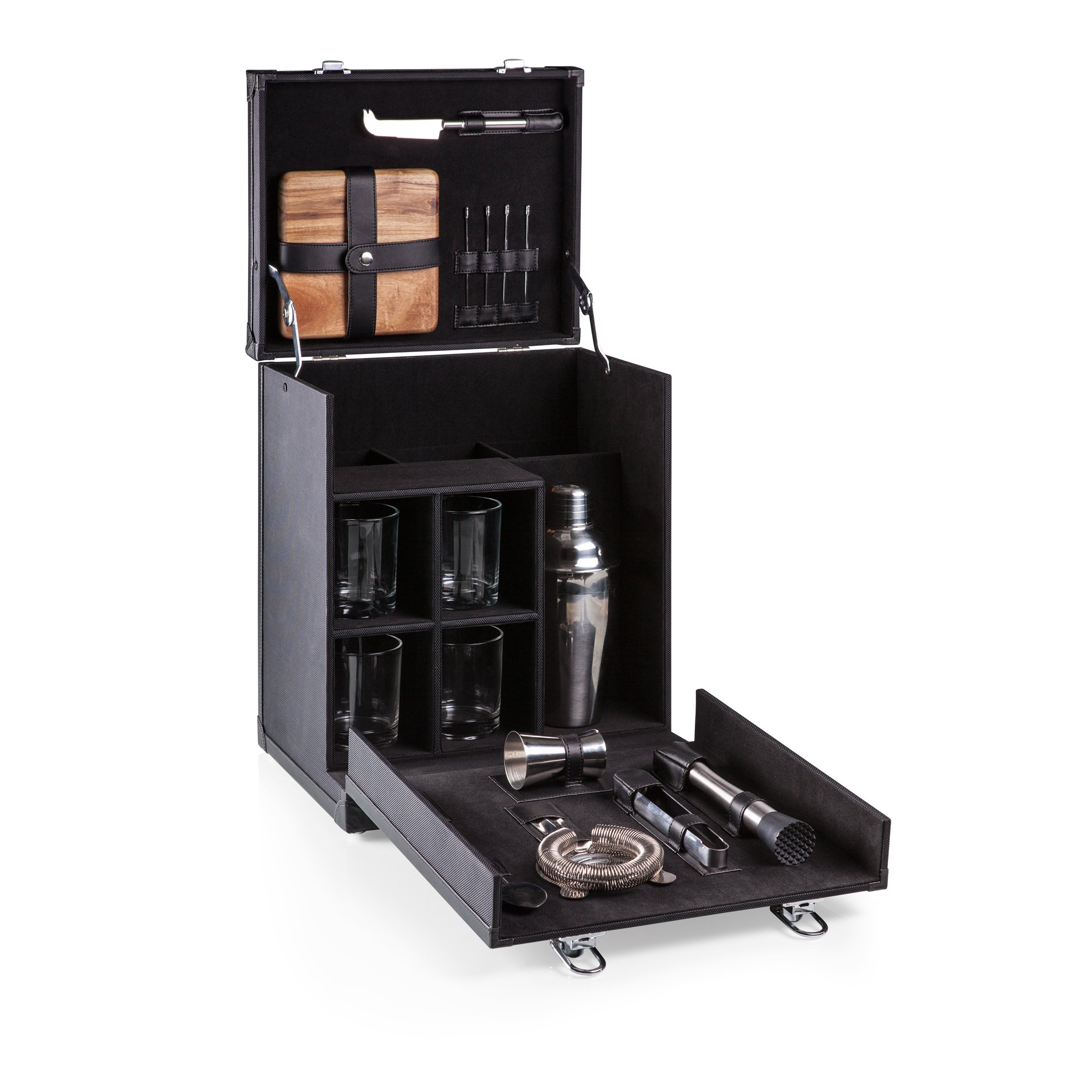 LEGACY by Picnic Time - Hamilton Portable Bartender Kit with Cocktail Shaker Set, Bar Tools Case (Black) - Perfect for Home Bars, Outdoor Parties & Travel Mixology